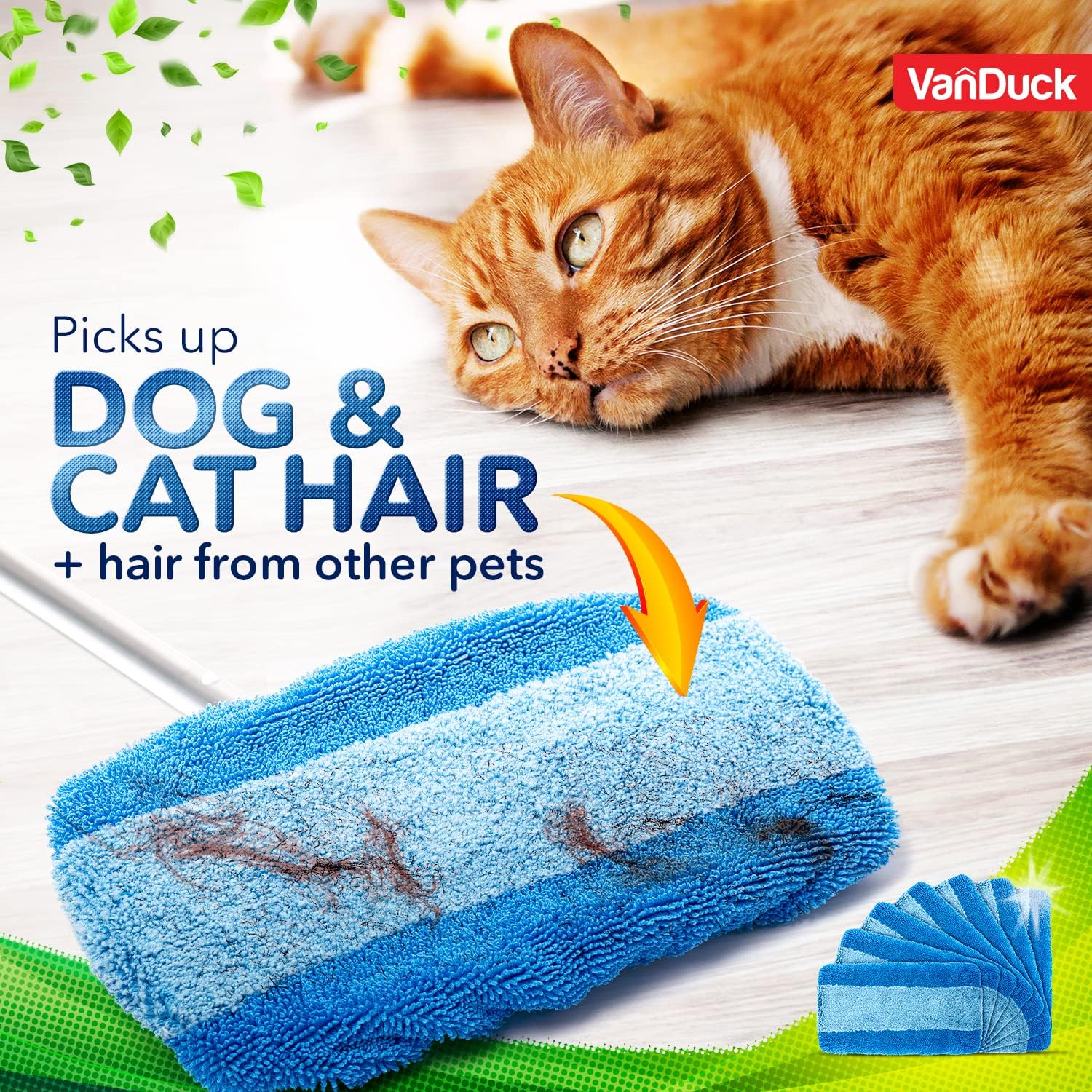 VanDuck Reusable Pet Mop Pads 4-Pack - Heavy Duty for Swiffer Sweeper