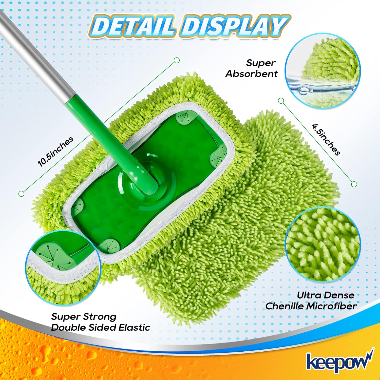 KEEPOW Reusable Mop Pads 4 Pack for Swiffer Sweeper