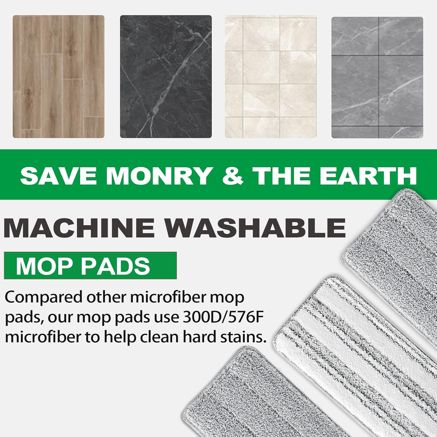HiBaBy Microfiber Mop Pads 3 Pack - 13 x 49 Flat Mop Refill Replacement