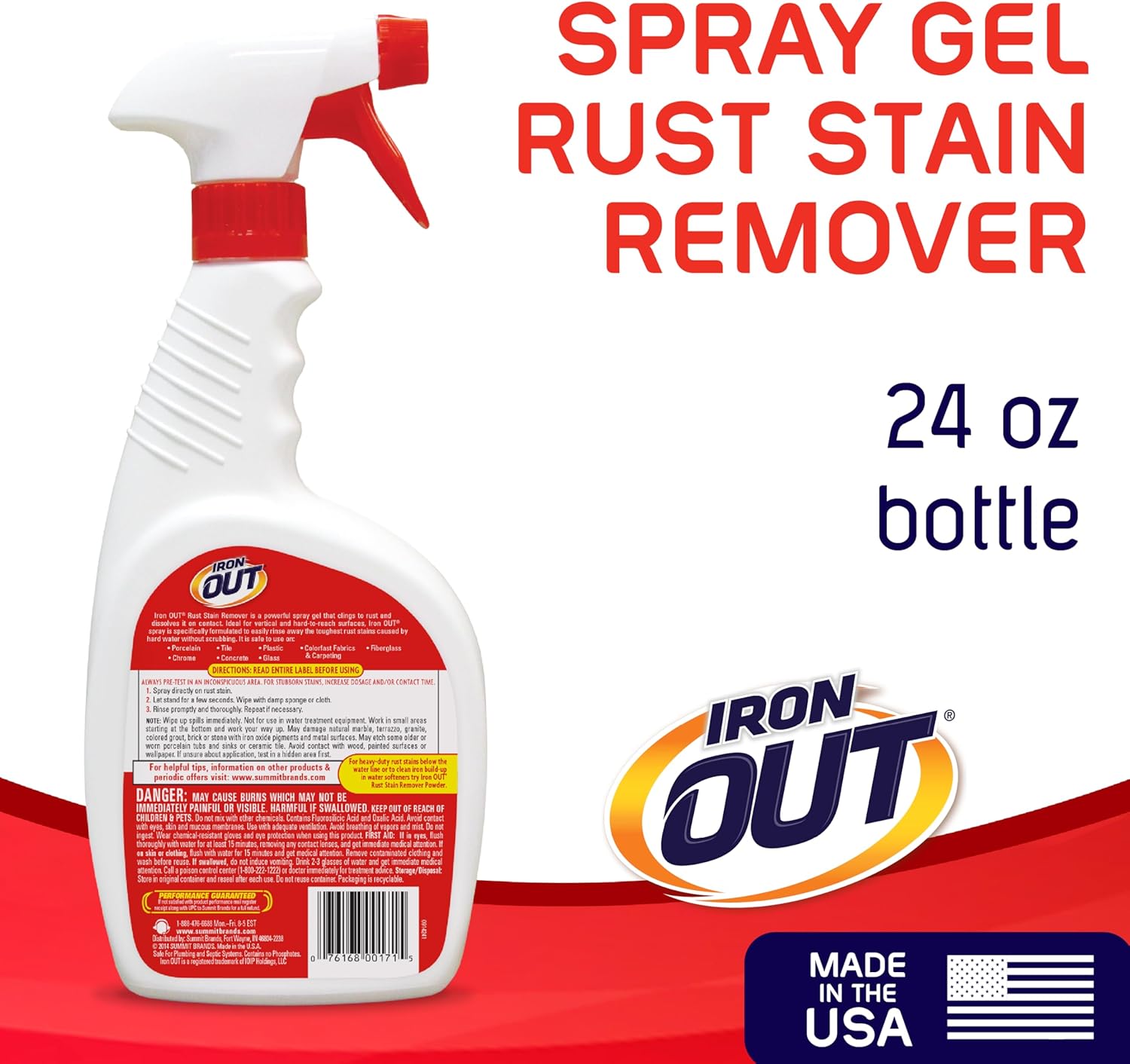 IRON OUT Rust Stain Remover Spray Gel 24 Ounces
