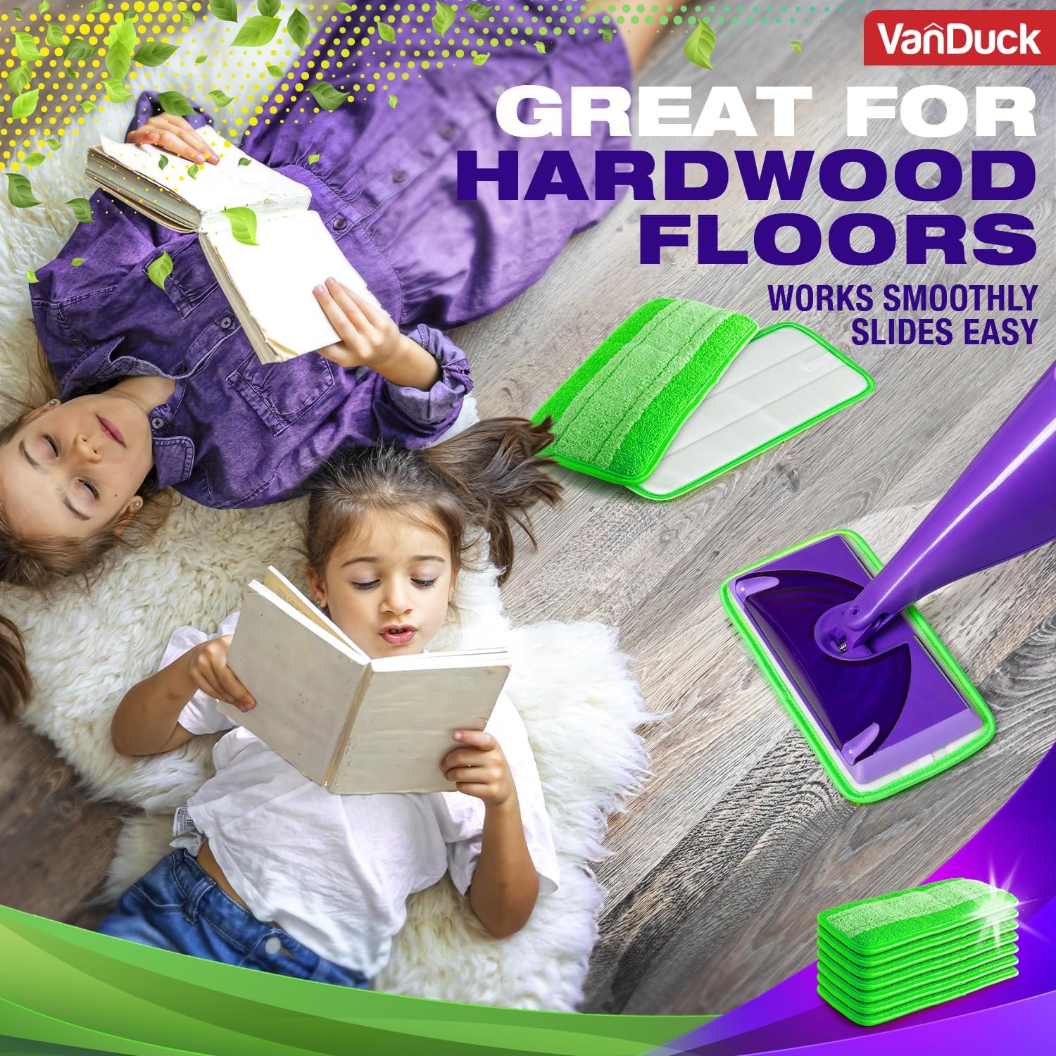 VanDuck Reusable Mop Pads 4 Pack - Microfiber WetJet Refill