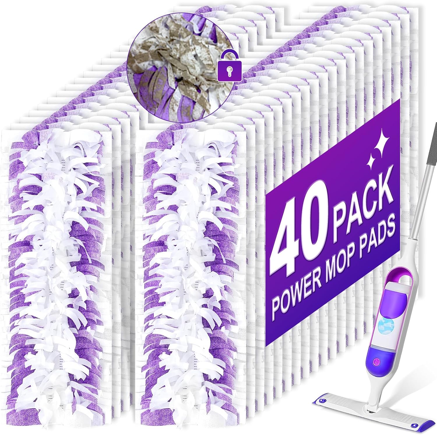 Cafonil 40 Pack Power Mop Pads Replacement