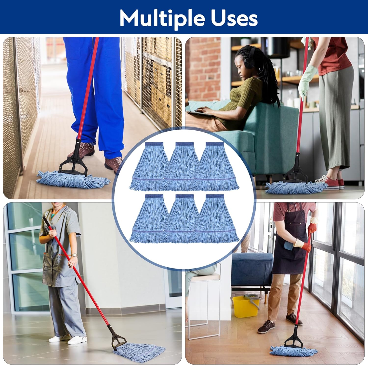 L Luke Supply Heavy Duty Mop Head Replacement Pack of 6