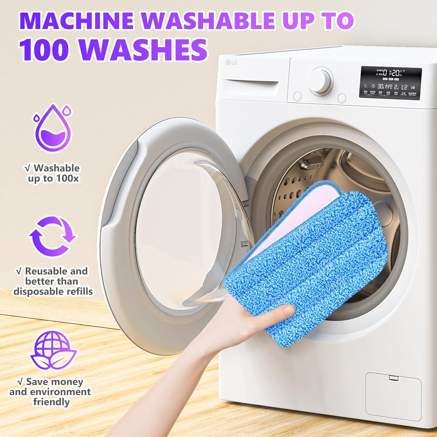 ILAVCOOL 6 Pack Reusable Mop Pads for Swiffer PowerMop