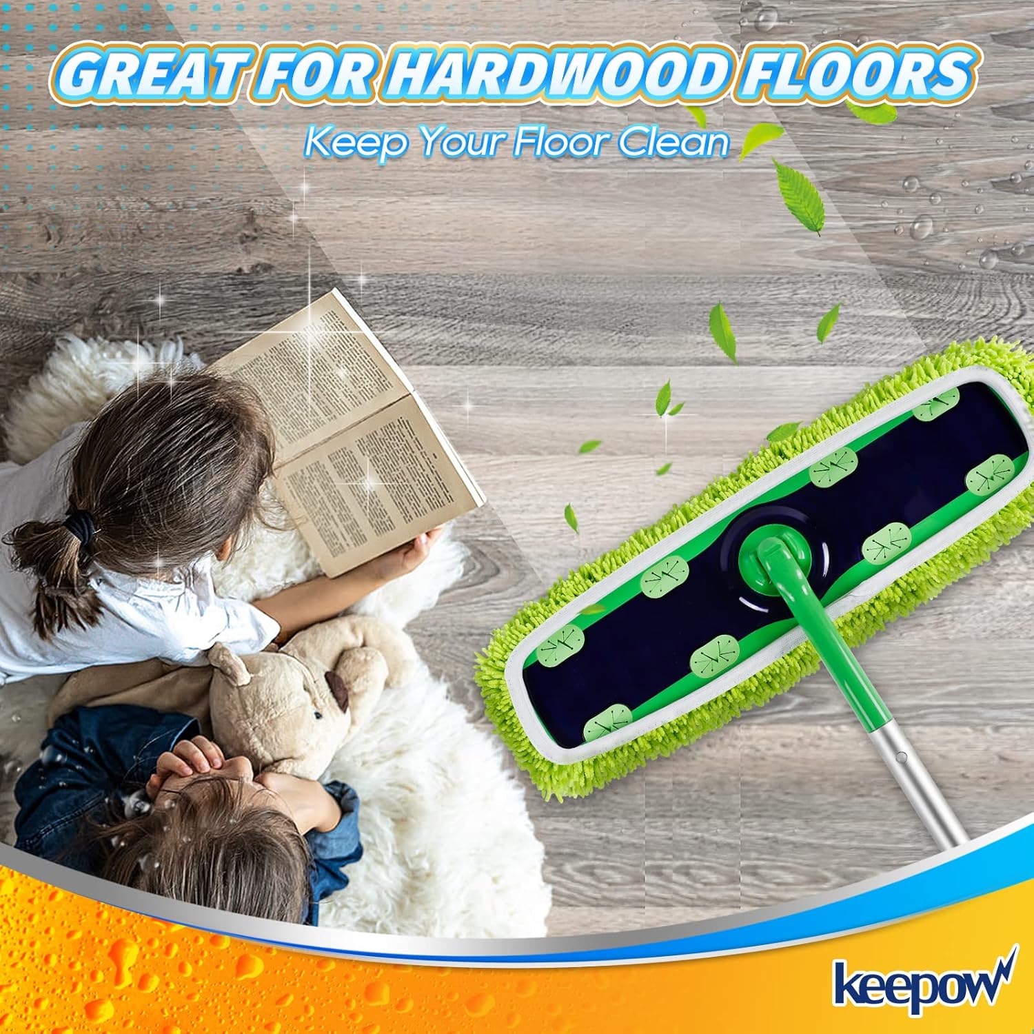KEEPOW Reusable XL Mop Pads 4 Pack
