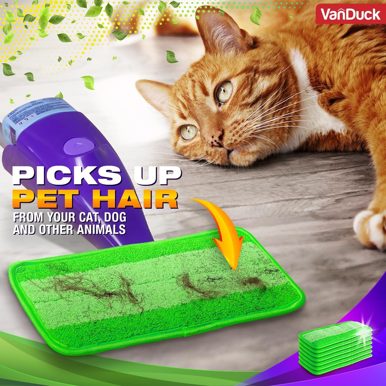 VanDuck Reusable Mop Pads 4 Pack - Microfiber WetJet Refill