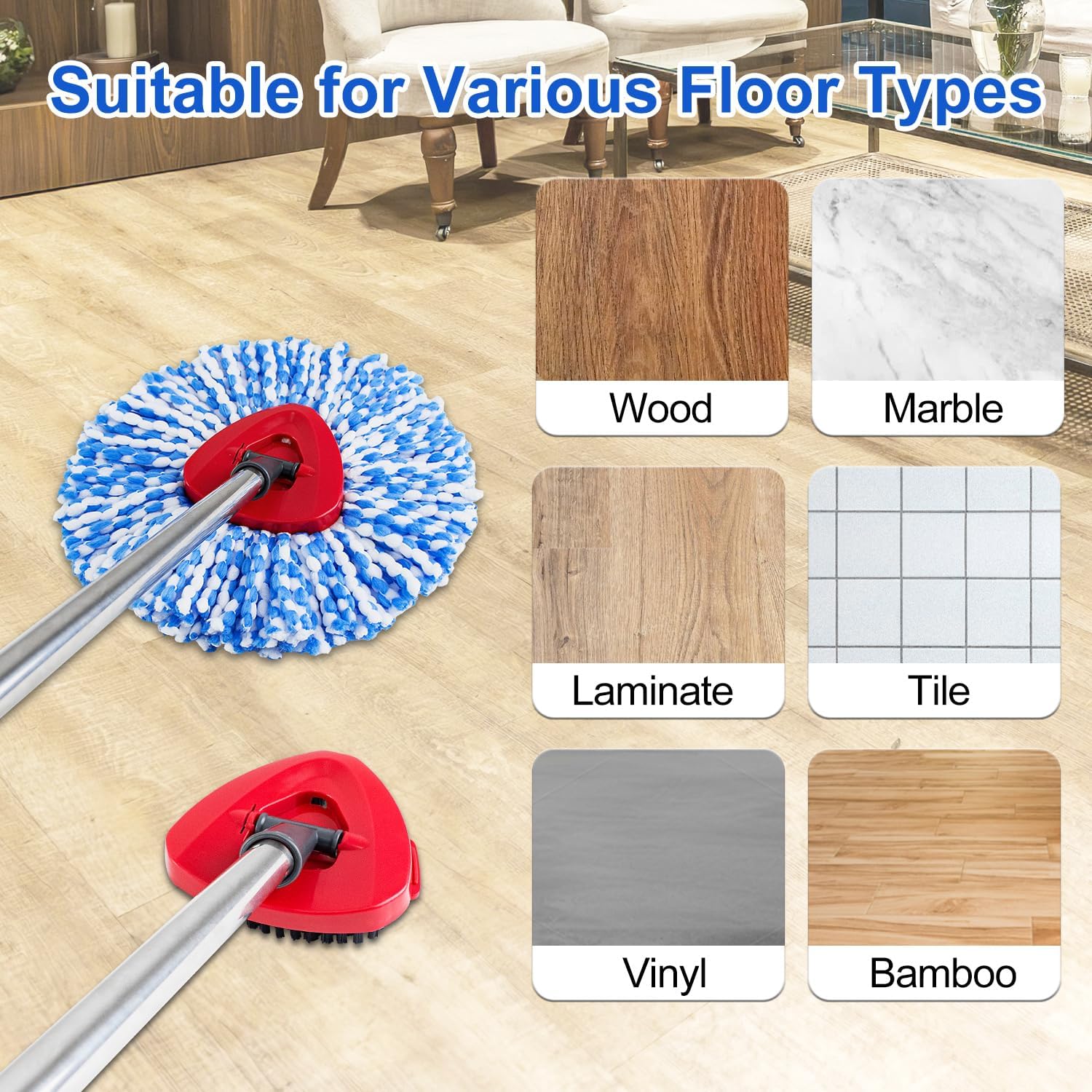 GFRED Spin Mop Refill Scrub Brush Replacement Heads for O Cedar RinseClean