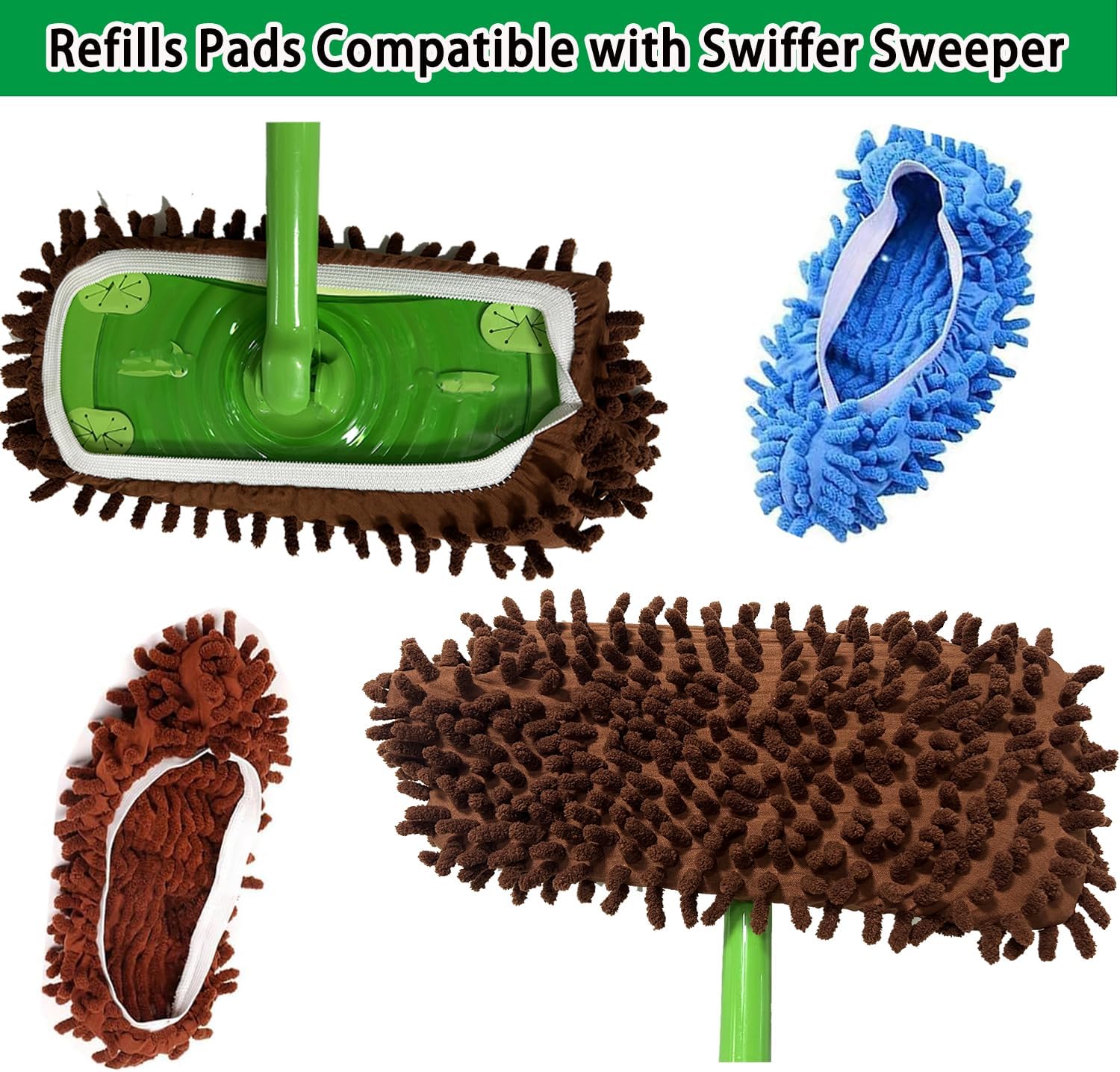YWSHF Mop Pads Replacement 8PCS 4Pairs for Swiffer Sweeper