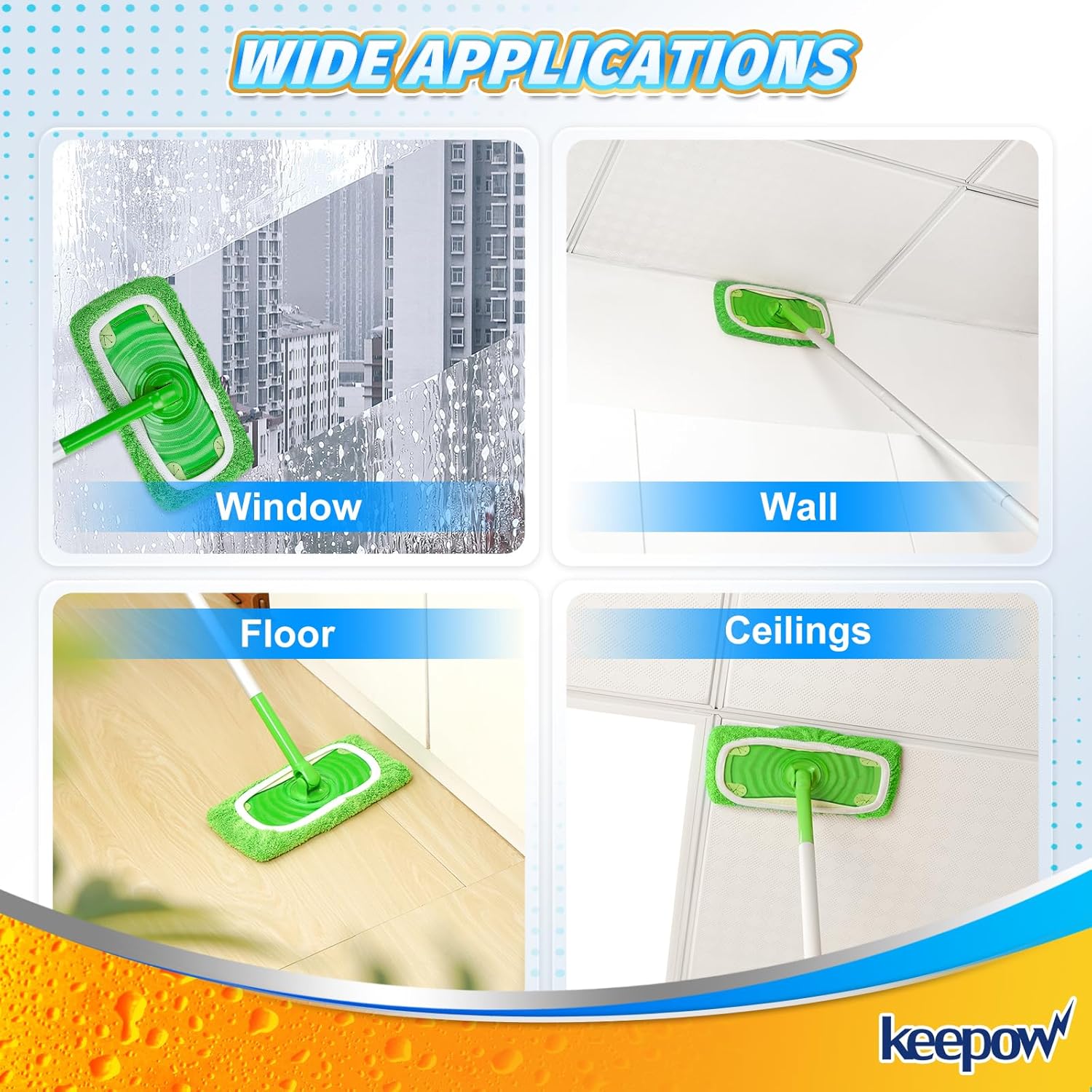 KEEPOW Reusable Mop Pads 6 Pack for Swiffer