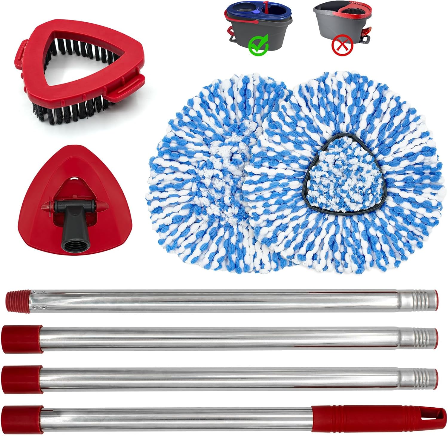 Aiyiried Spin Mop Handle and Replacement Heads Combo Set