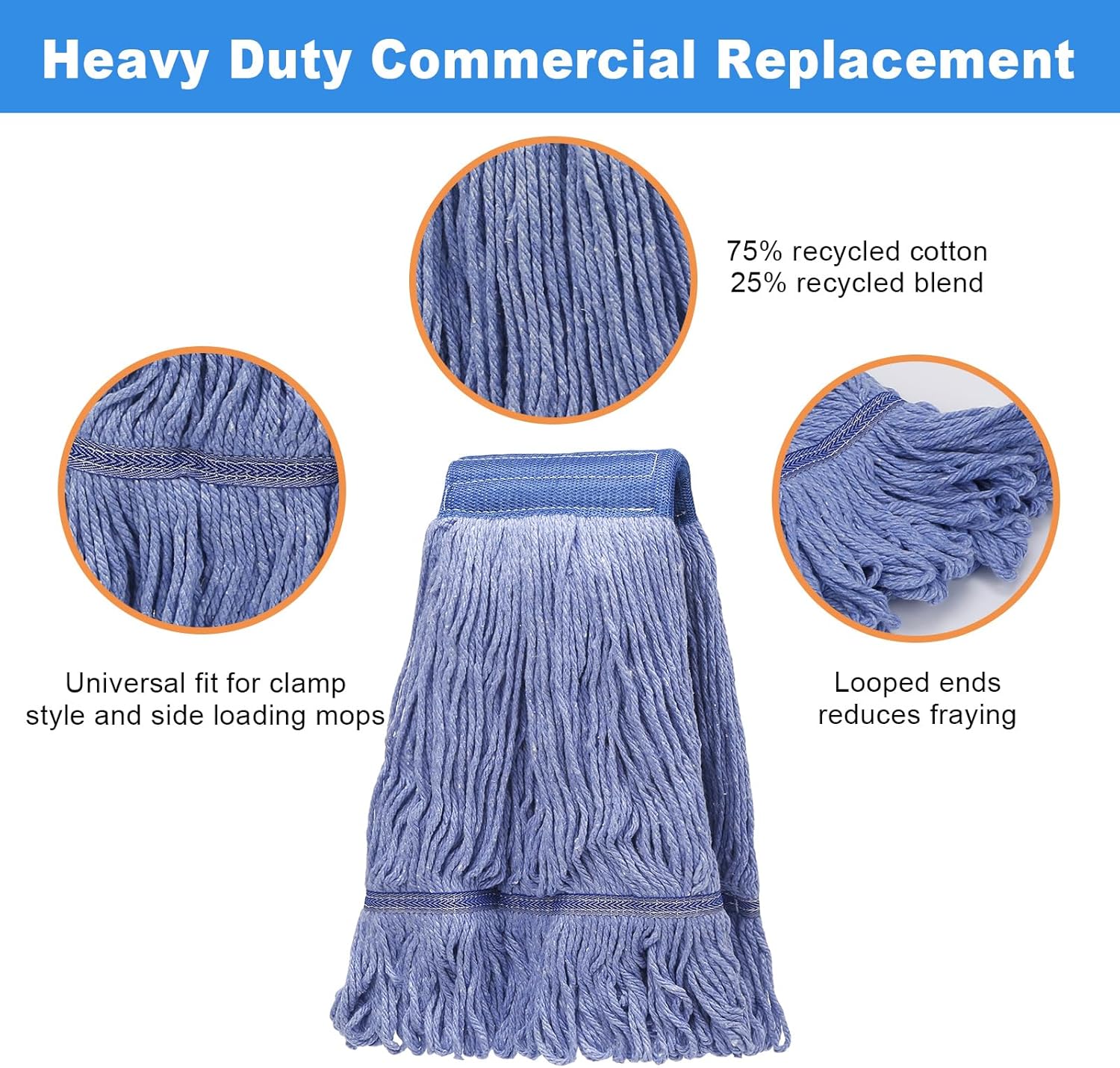 3 Pack Reusable Mop Head Refills for Commercial Use