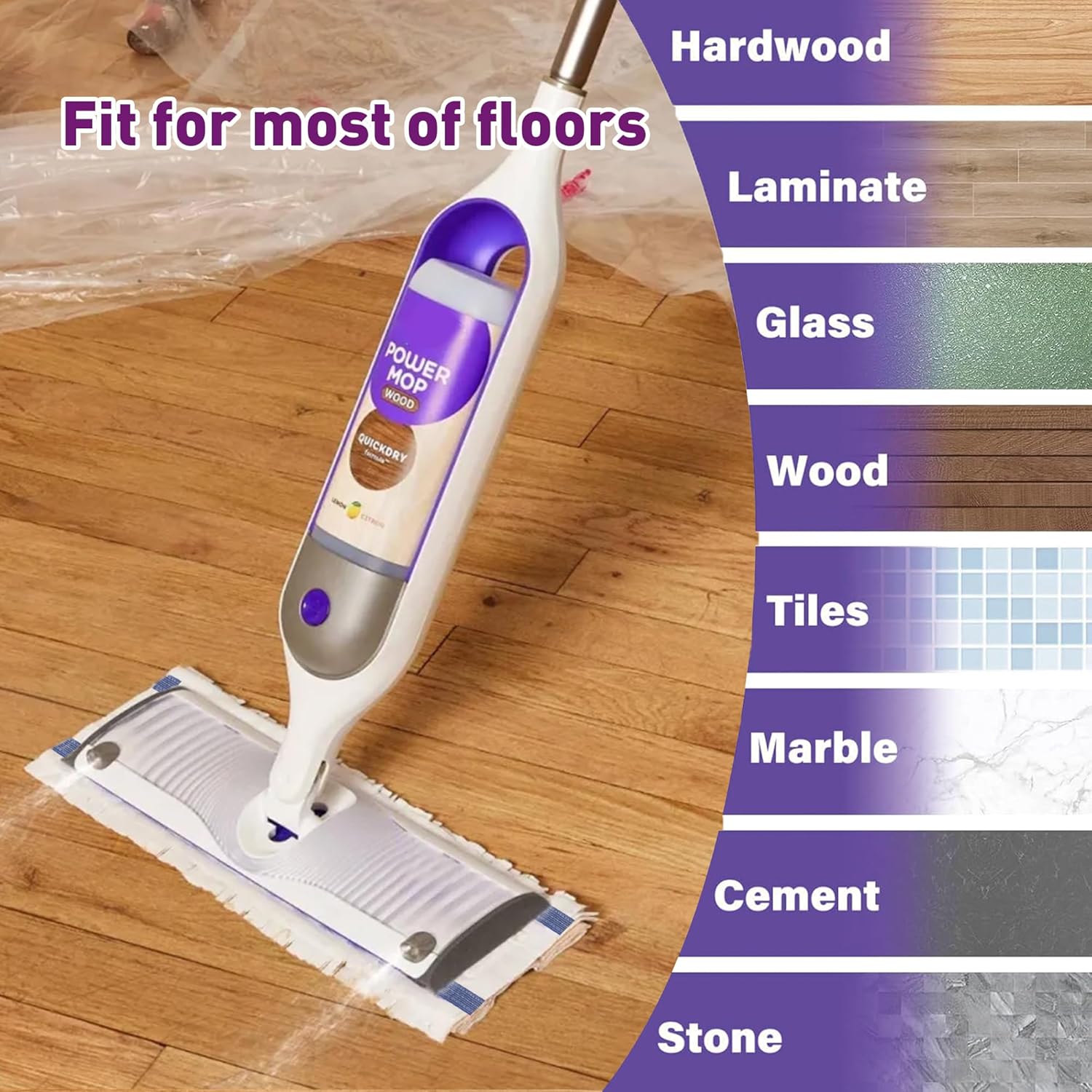 Funtin 40-Pack Disposable Mop Pads for Swiffer Power Mop
