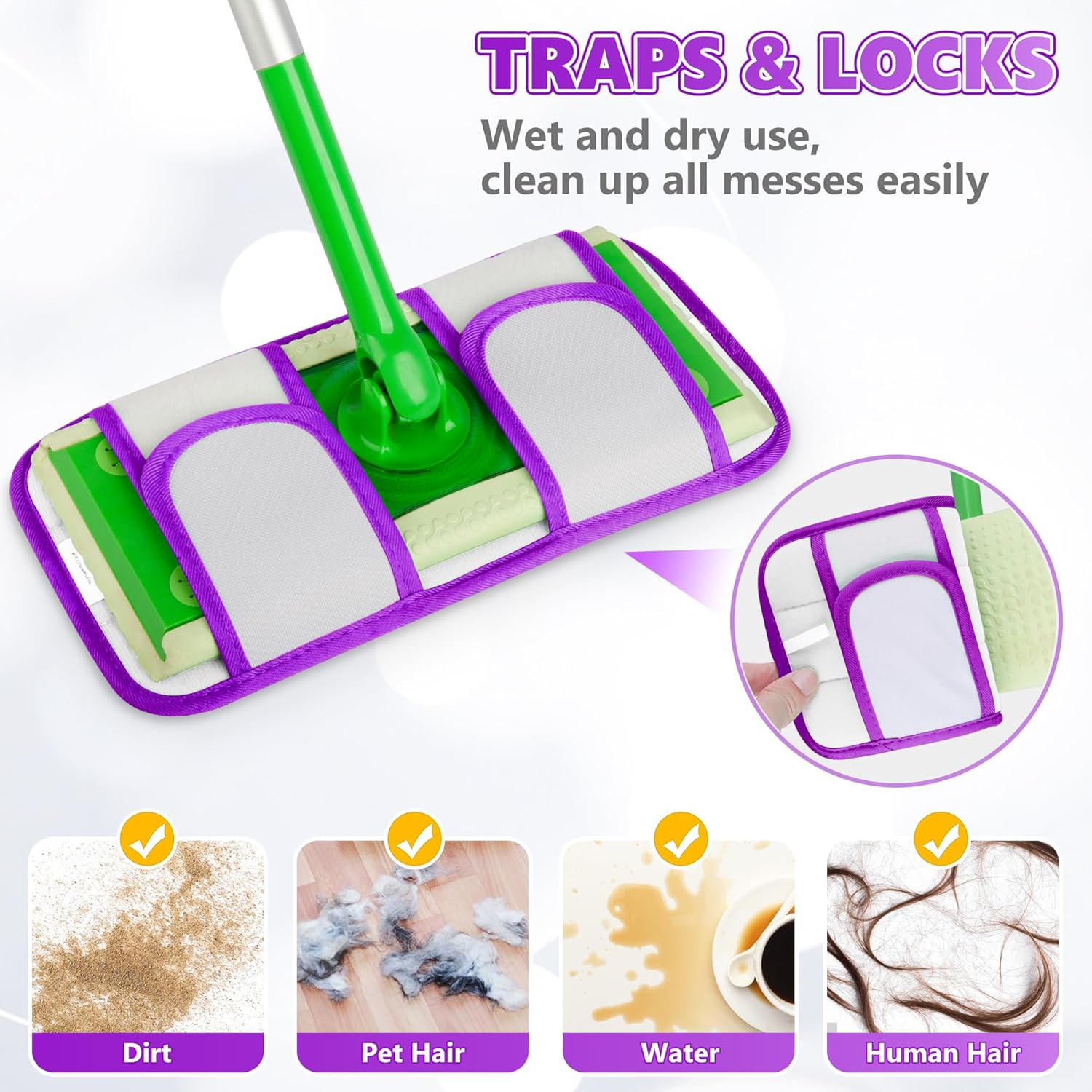 UMAYCOOL Micro Fiber Mop Pads 4 Pack for Swiffer Sweeper