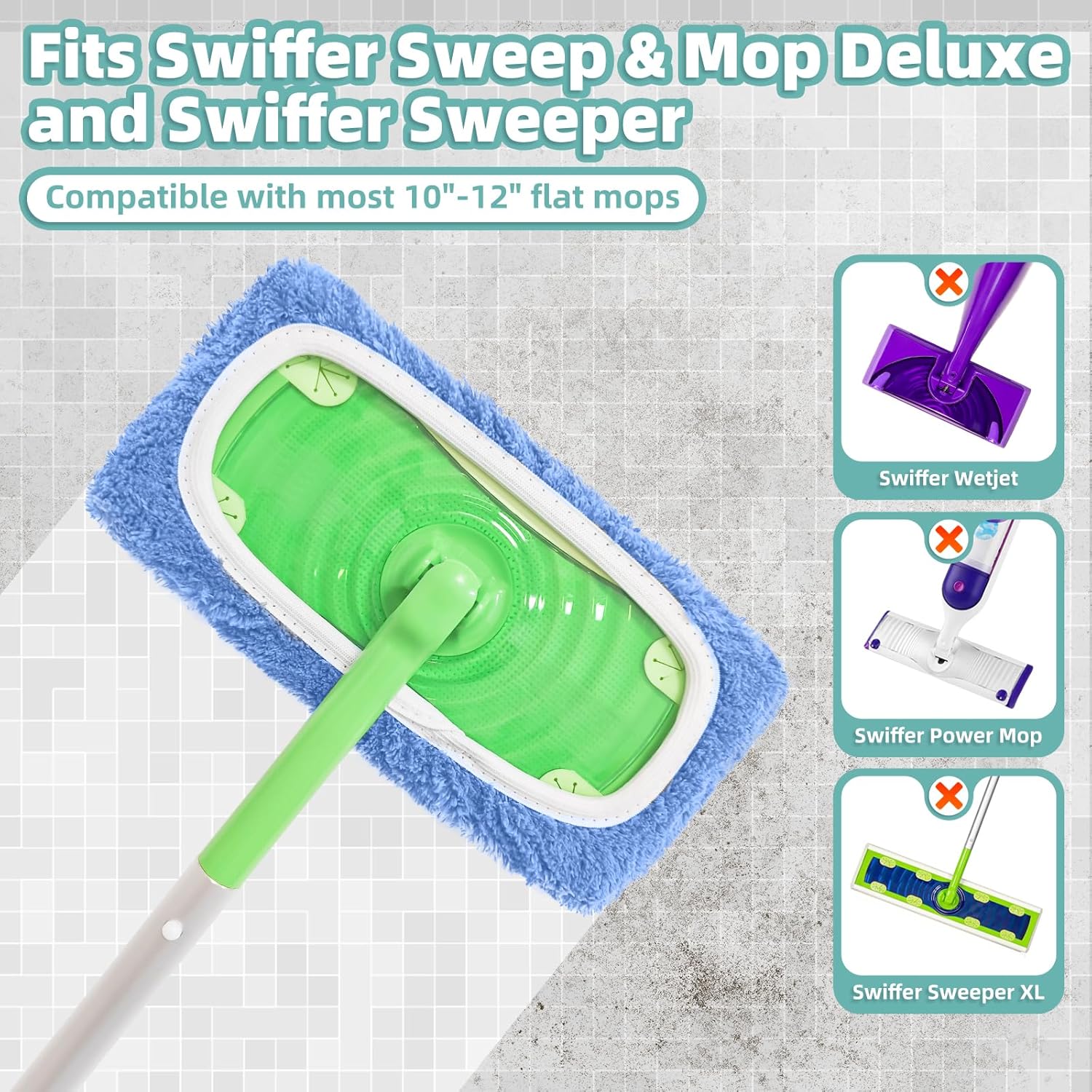 Loveco Reusable Mop Pads for Swiffer Mop - 6 Pack Blue
