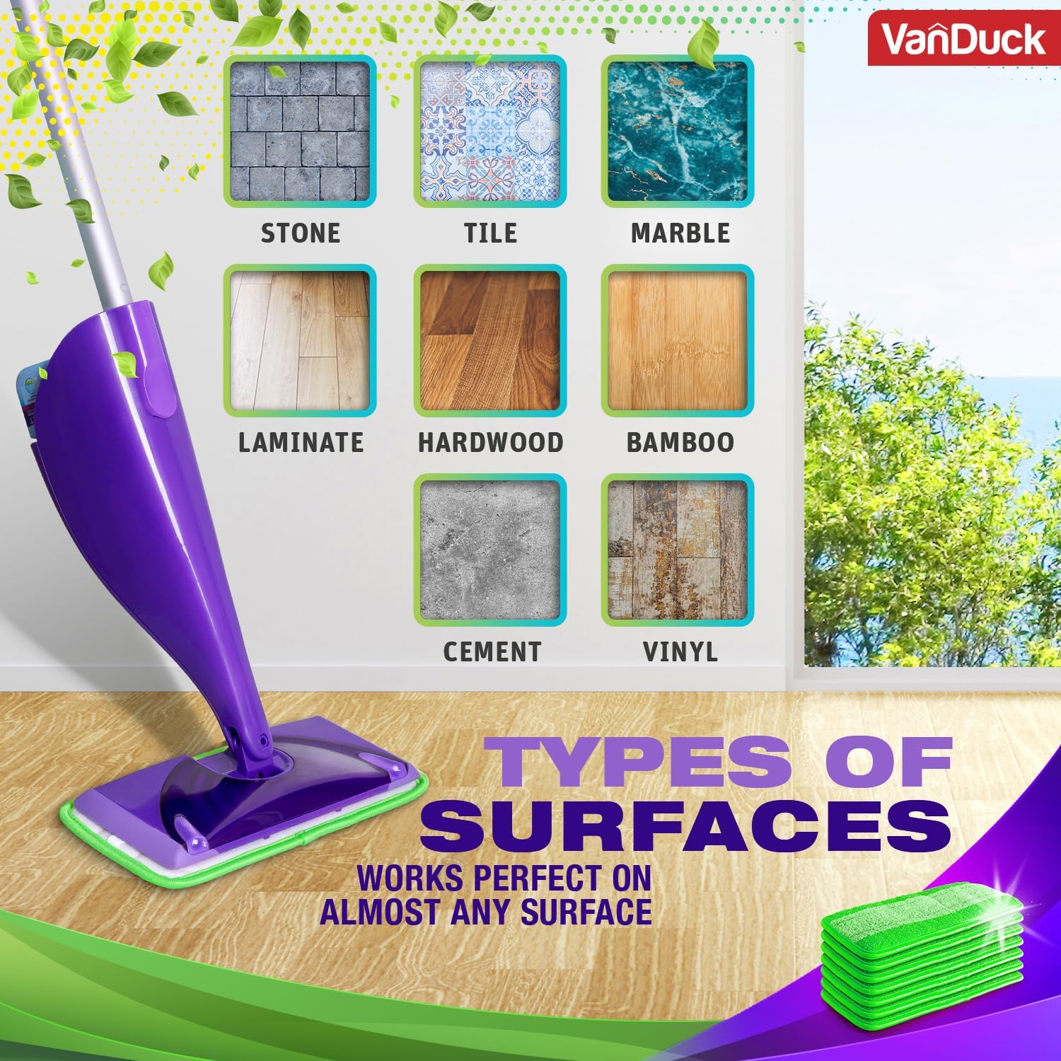 VanDuck Reusable Mop Pads 4 Pack - Microfiber WetJet Refill