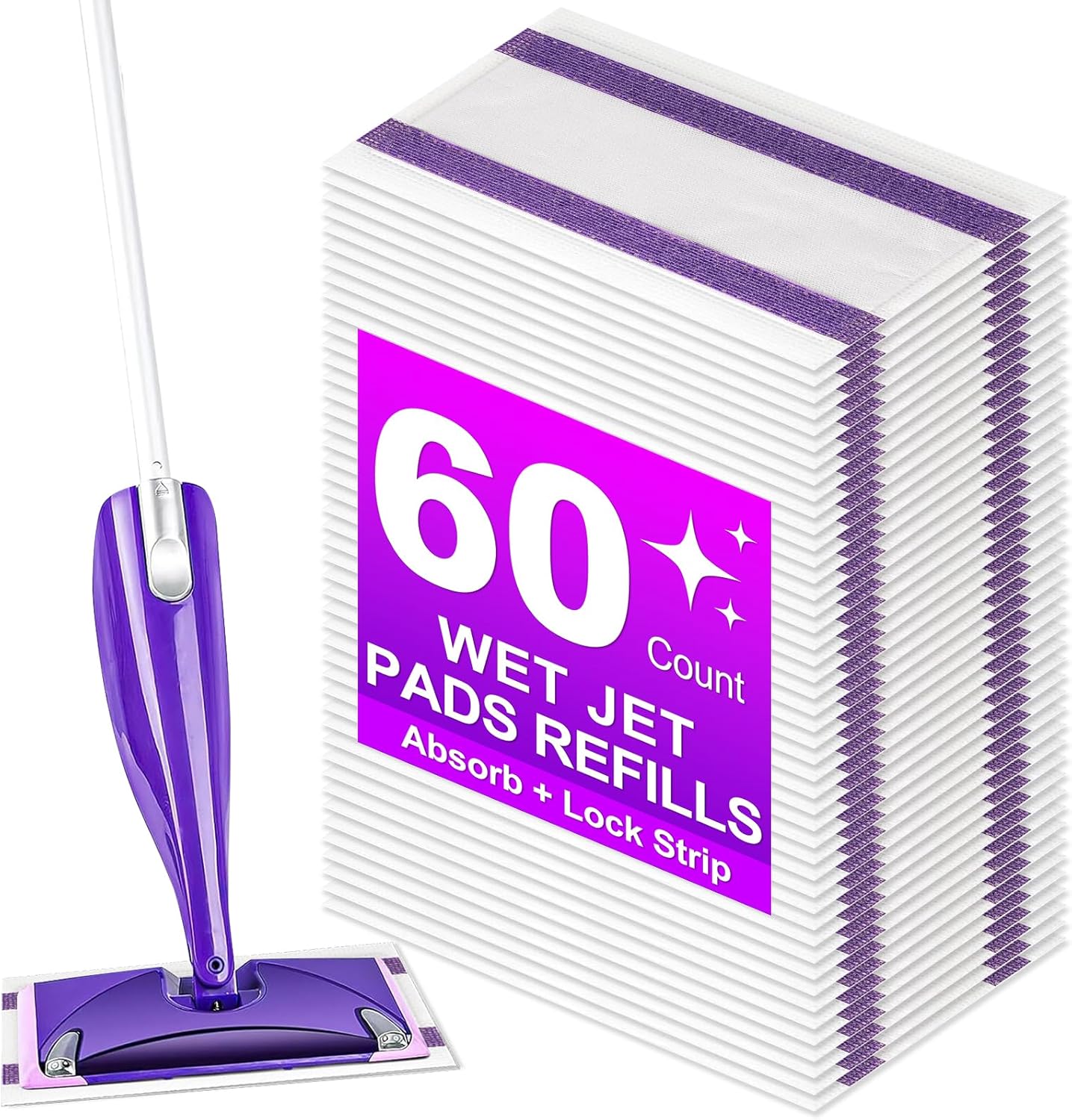 60 Pack Mopping Pad Refill for Swiffer WetJet Mop