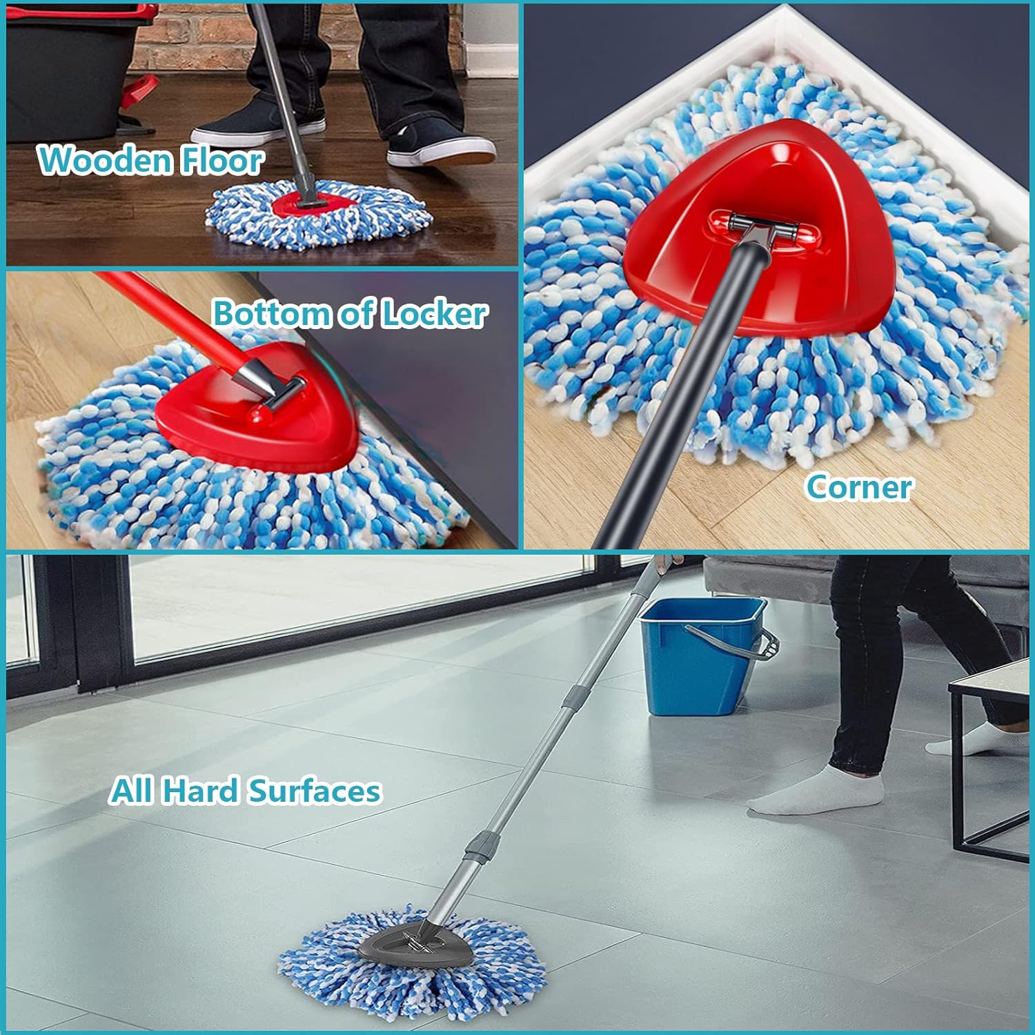 HANZENMA Spin Mop Replacement Head 4 Pack