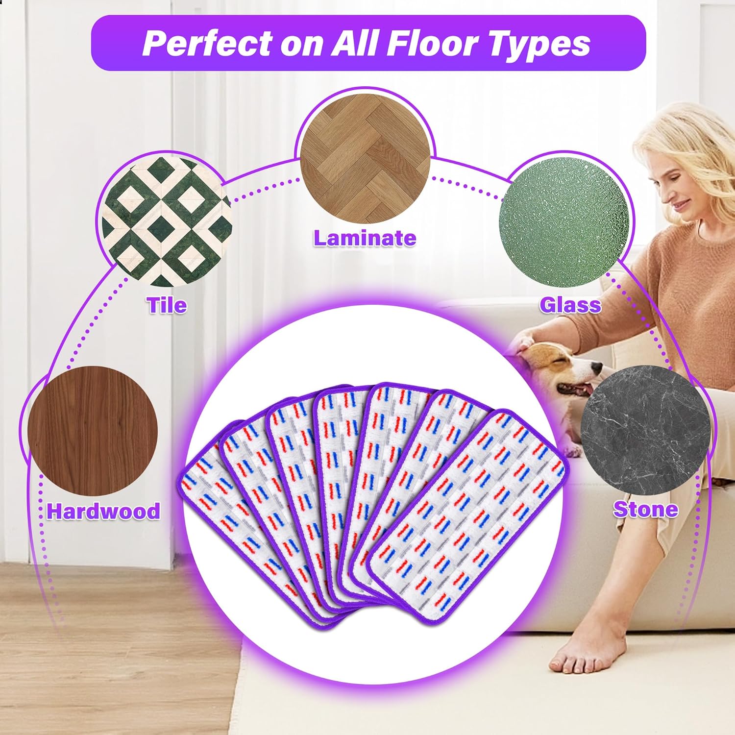 7 Pack Reusable Mop Pads for Swiffer WetJet 1