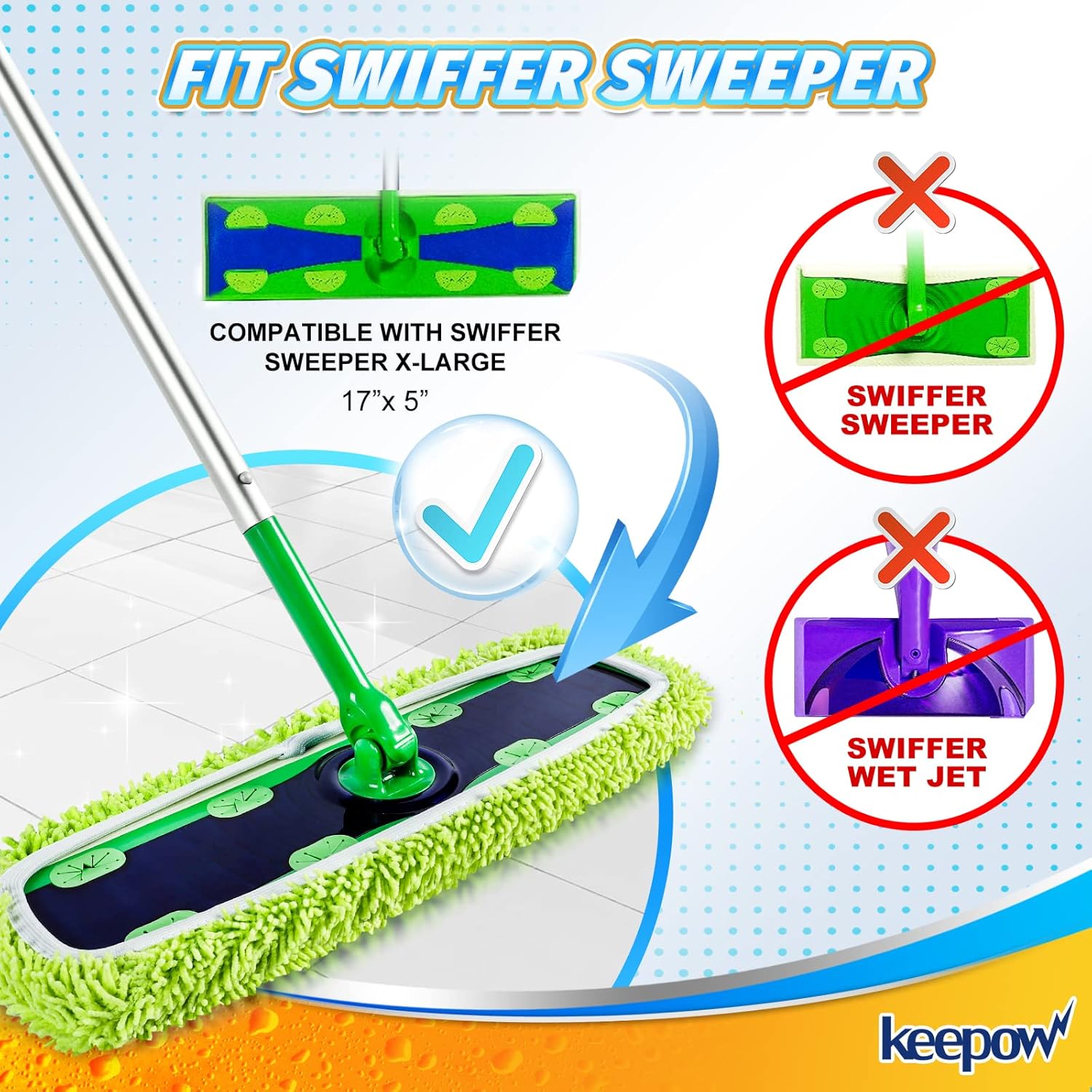 KEEPOW Reusable XL Mop Pads 4 Pack