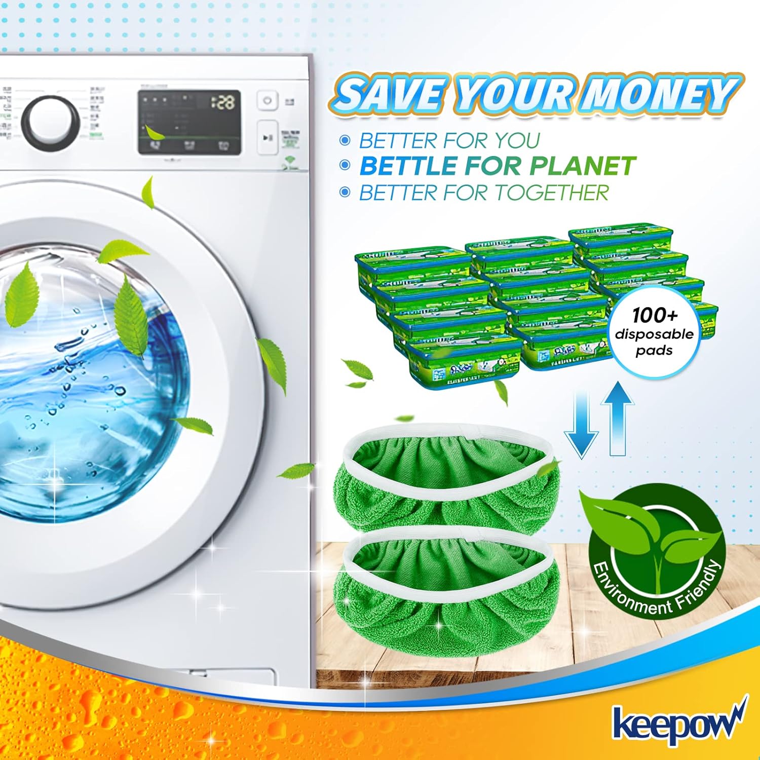 KEEPOW 8 Pack Reusable Mop Pads for Swiffer
