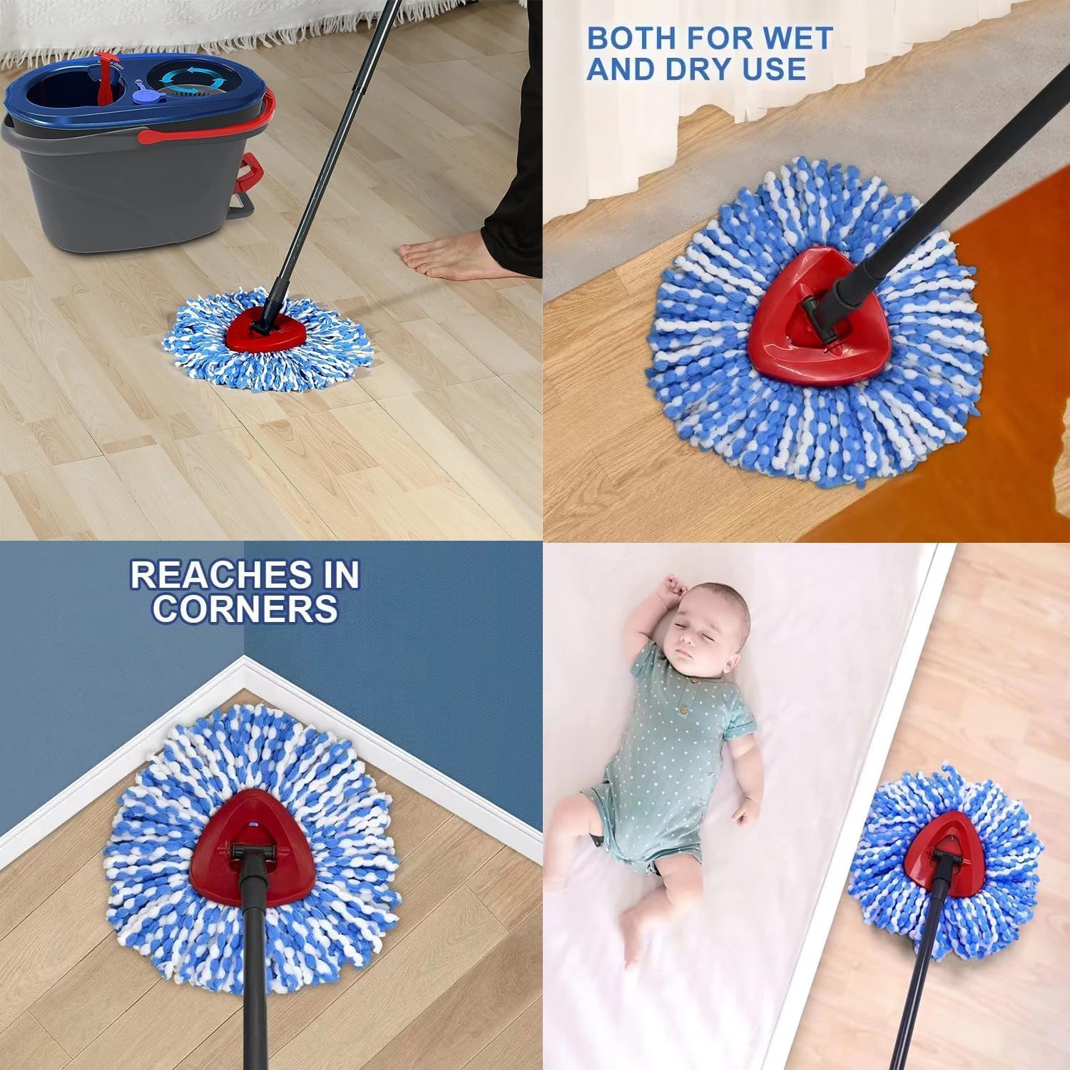 6 Pack Spin Mop Replacement Heads for Ocedar RinseClean 2
