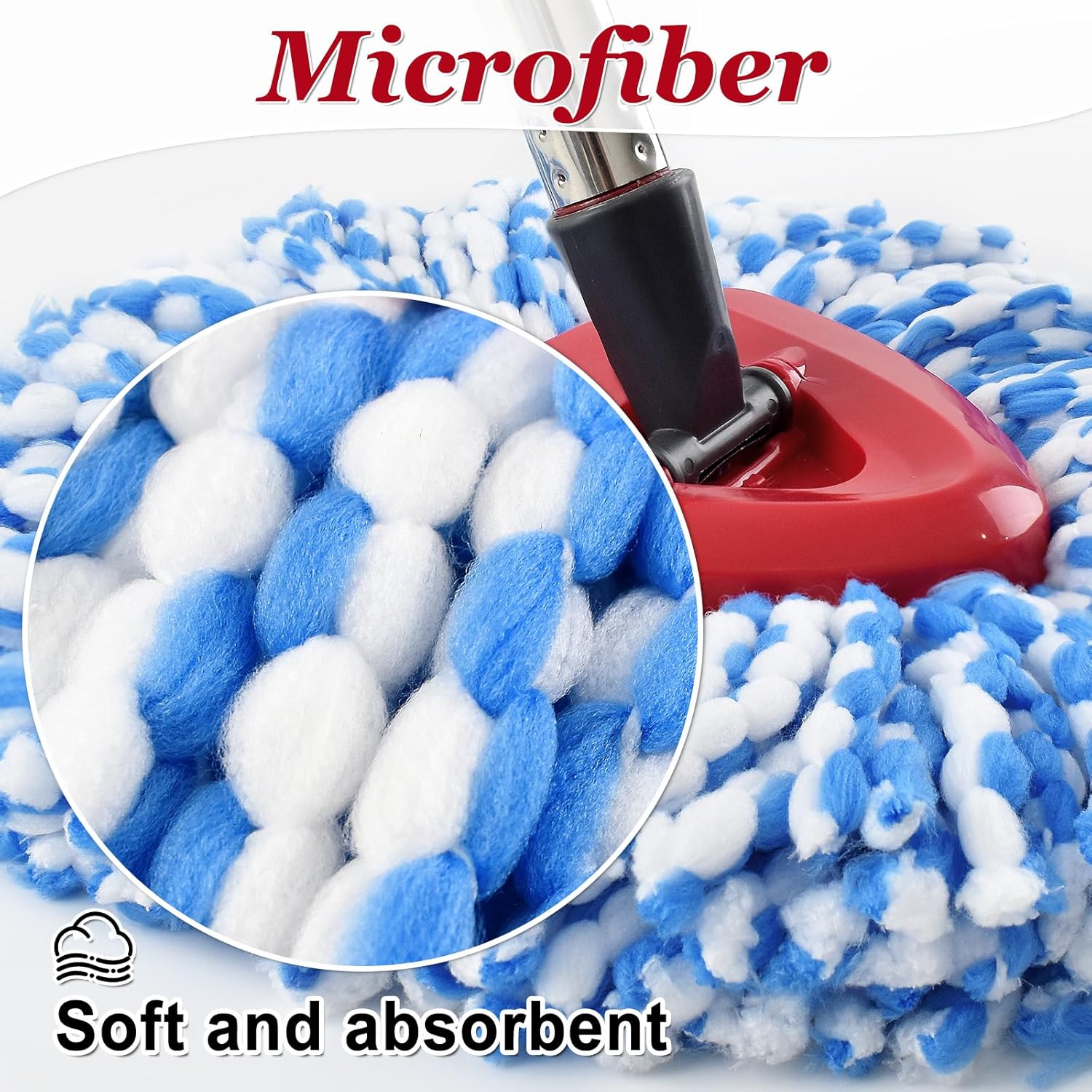 Aiyiried Spin Mop Handle and Replacement Heads Combo Set