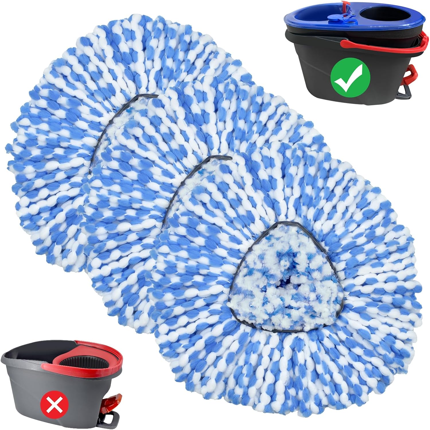 DLAIMI Spin Mop Replacement Heads Combo Set