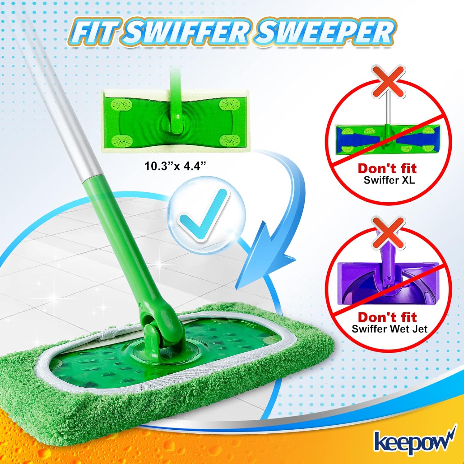 KEEPOW 8 Pack Reusable Mop Pads for Swiffer