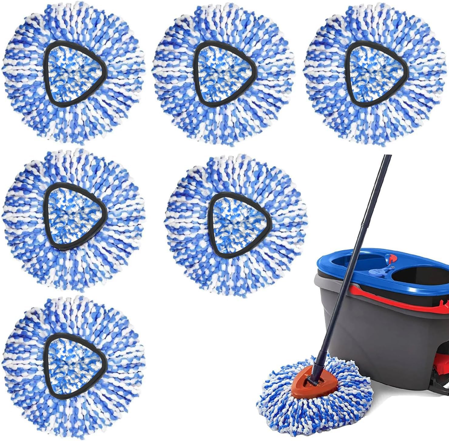 6 Pack Spin Mop Replacement Heads for Ocedar RinseClean 2