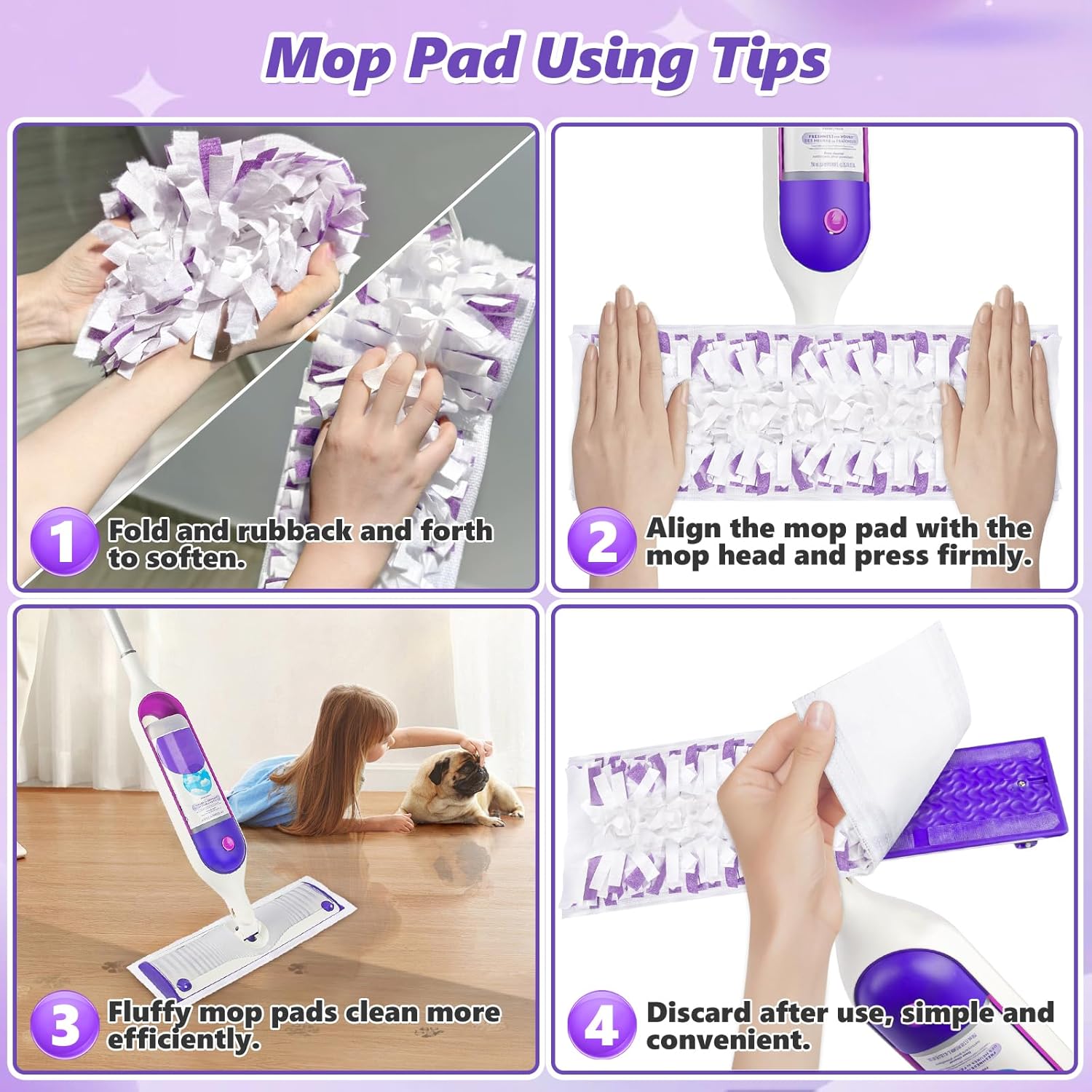 EHADOO 20 Pcs Disposable Mop Pads for Swiffer Power Mop