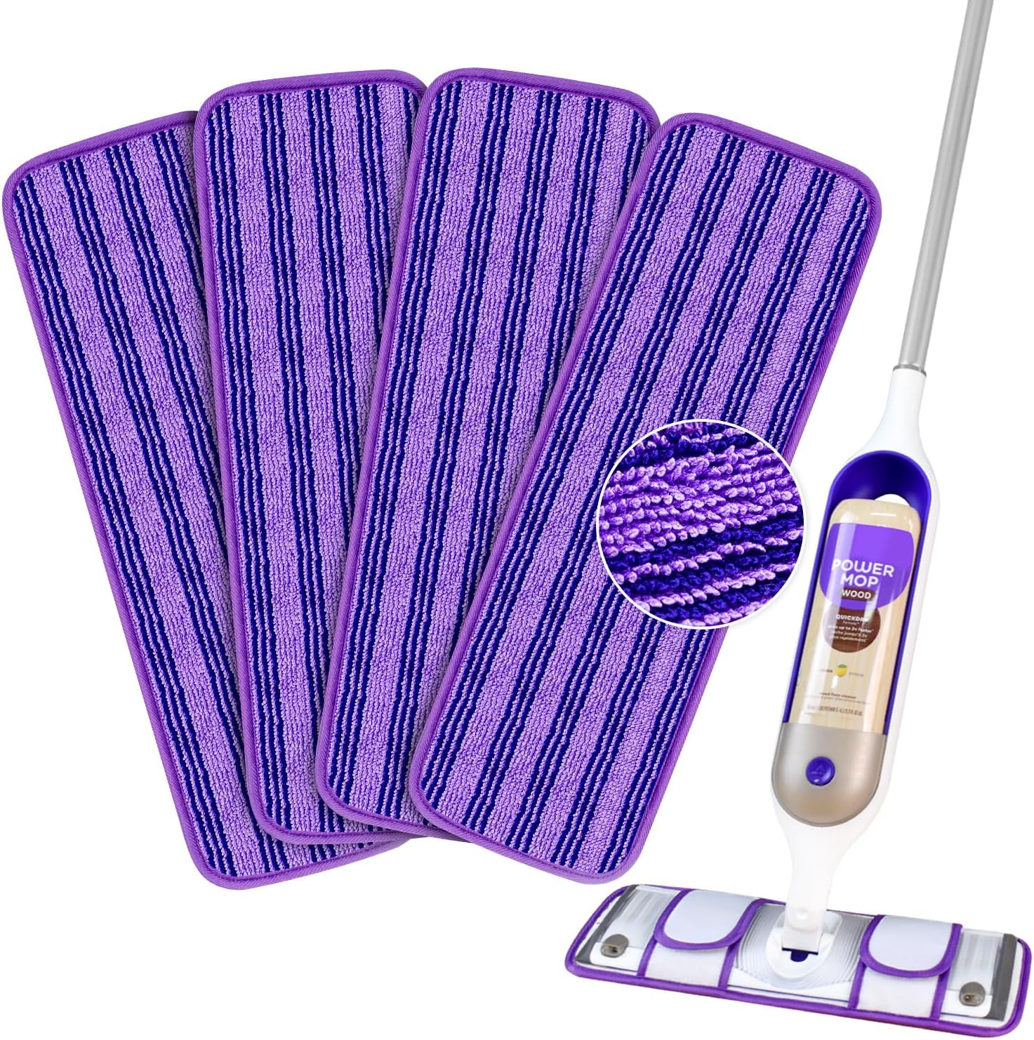 4 Pack Reusable Swiffer PowerMop Pads with Cationic Material 1