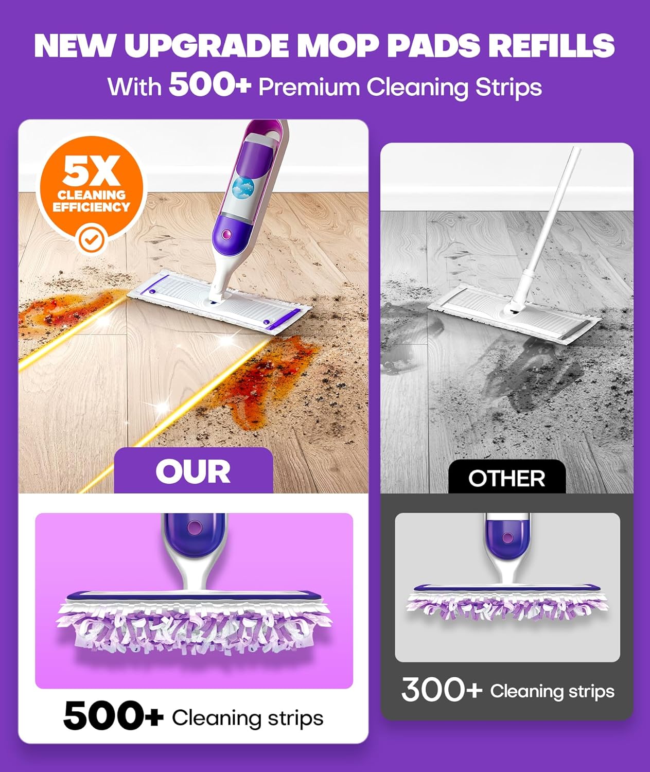 Domudy 5X Cleaning Power Mop Refills for Swiffer