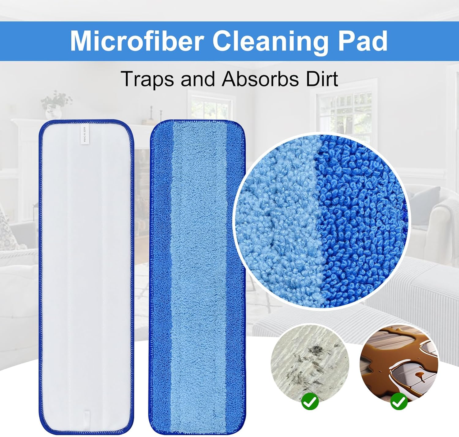 DLAIMI 4 Pack Microfiber Mop Pads for Bona Mop 1