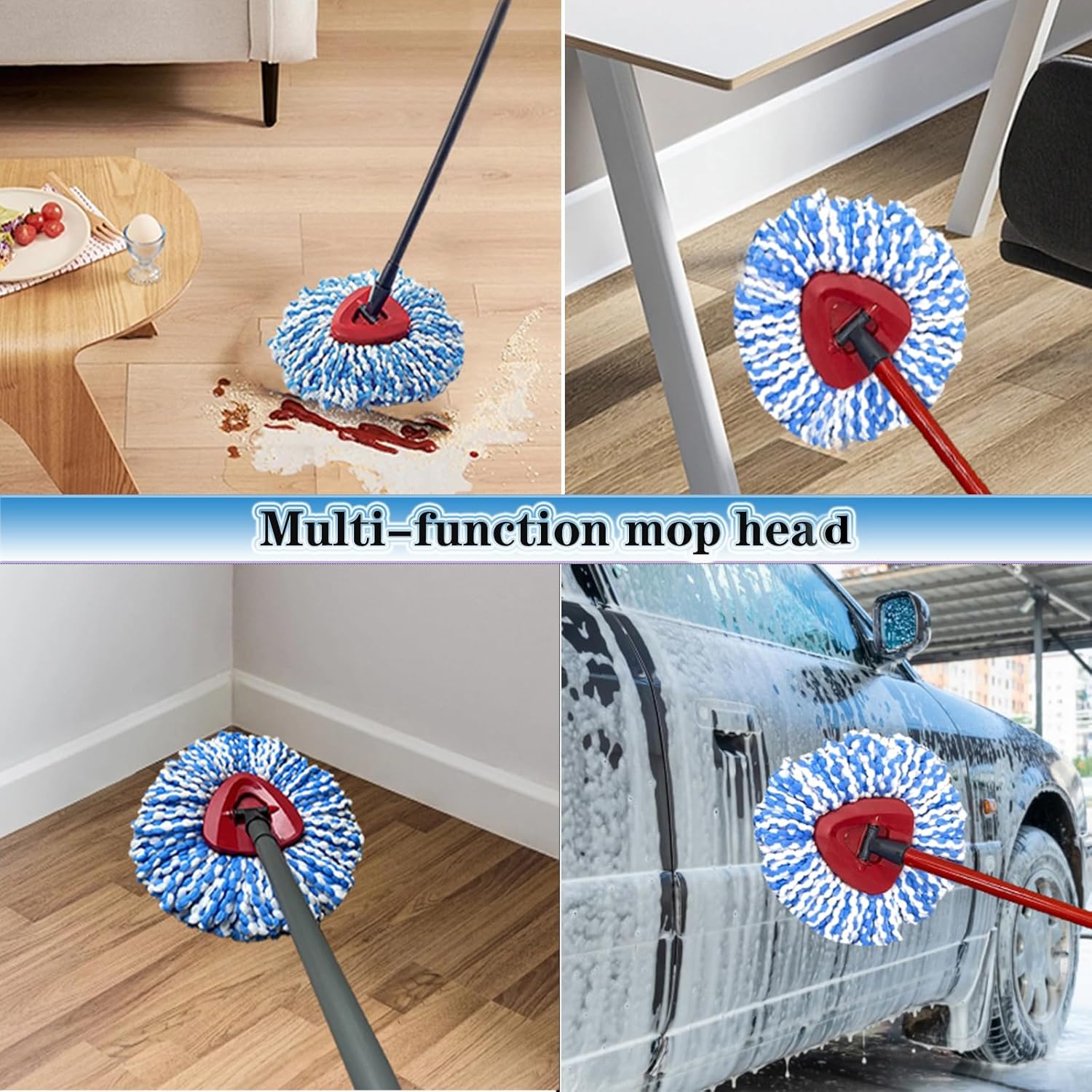 Fazlynyi Microfiber Mop Head Refill 4-Pack Easy Clean
