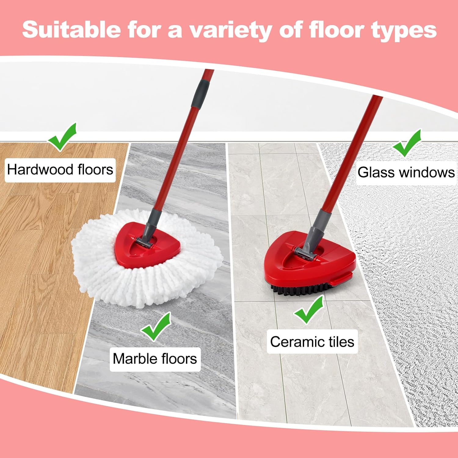 Uoiispet Spin Mop Heads Replacement for O Cedar 1-Tank System