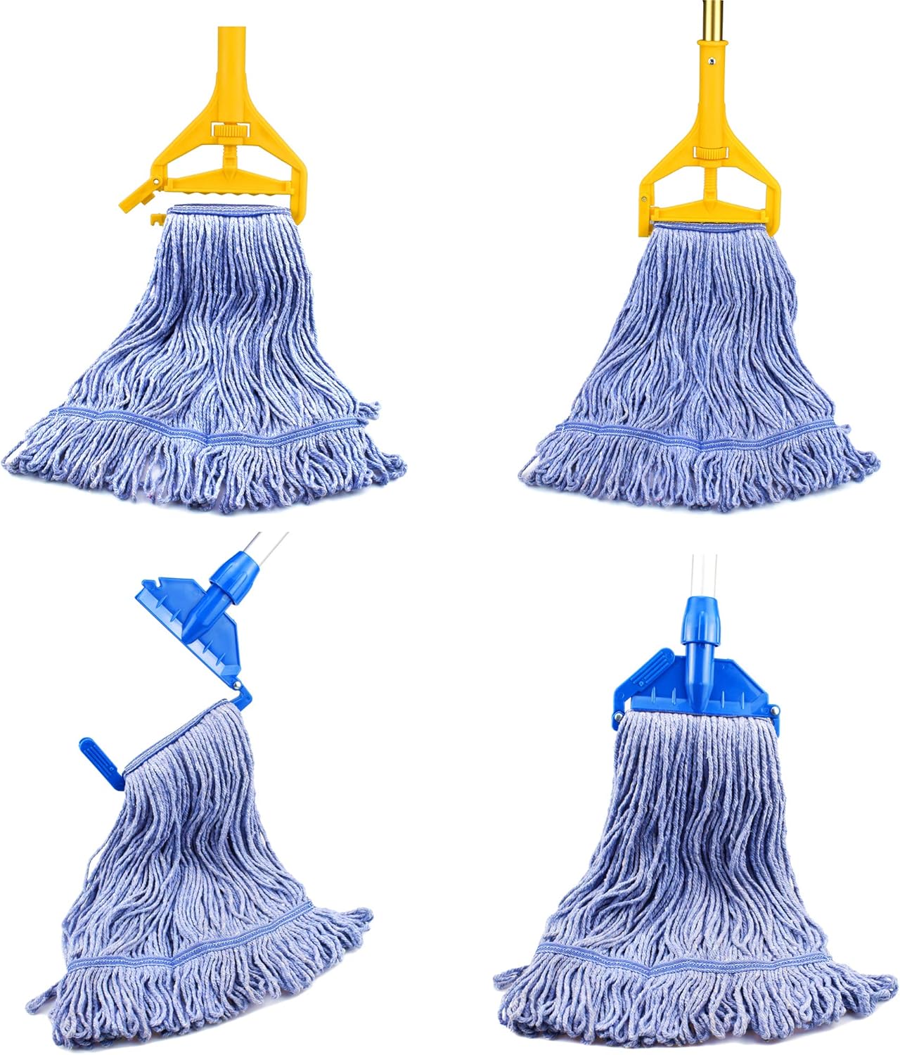 NIUBEE Heavy Duty Commercial Mop Head Replacement - 450g Blue Cotton Looped End