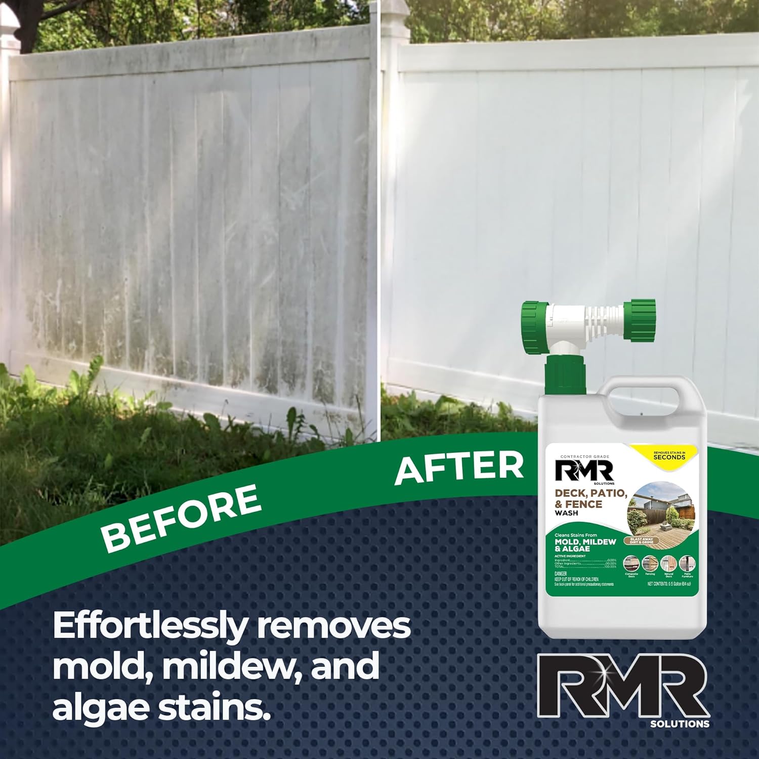 RMR Deck Patio Fence Wash 64 Ounce Commercial-Grade Stain Remover
