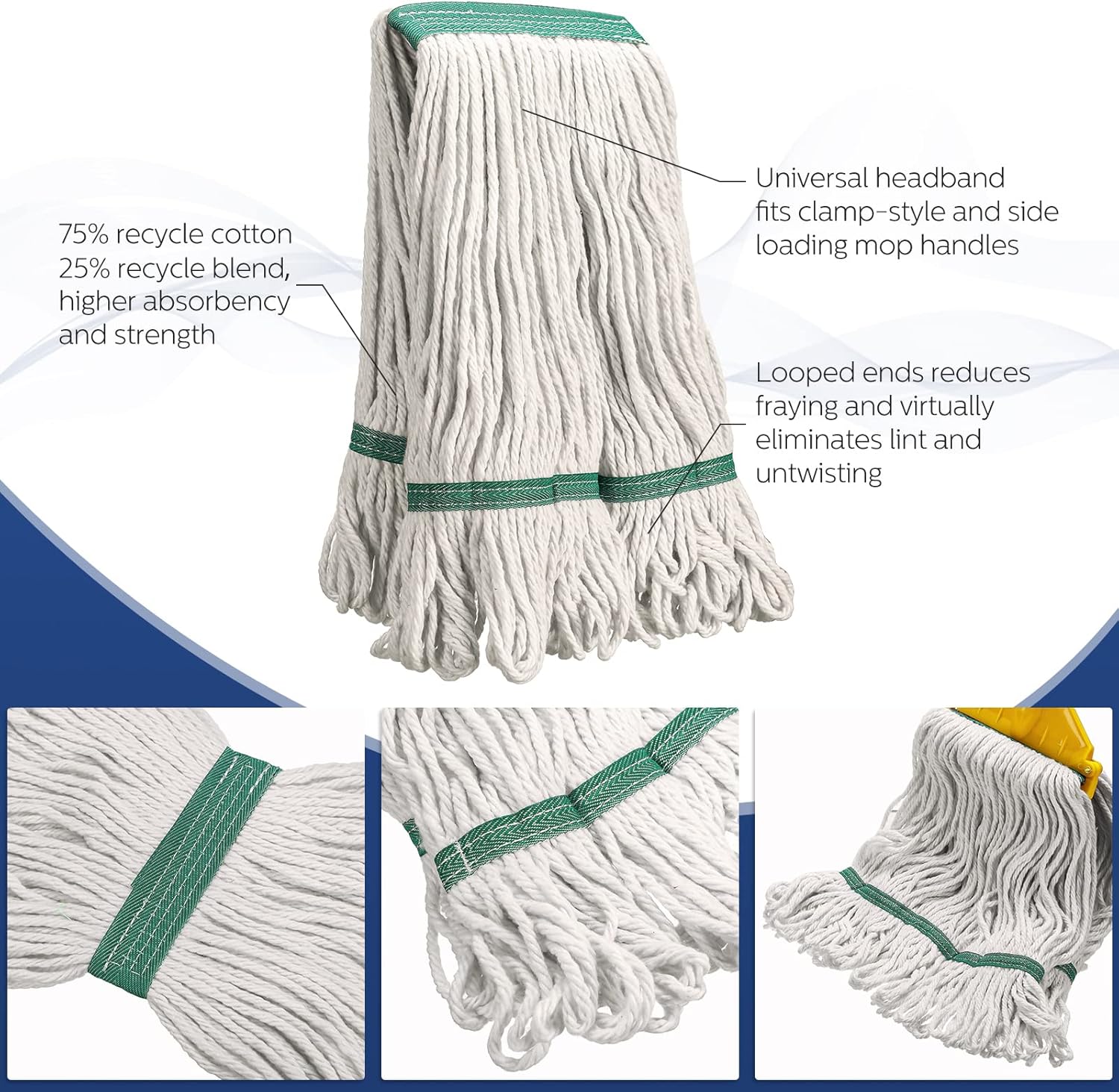 6 Pack Cotton String Mop Heads Heavy Duty Commercial Replacement