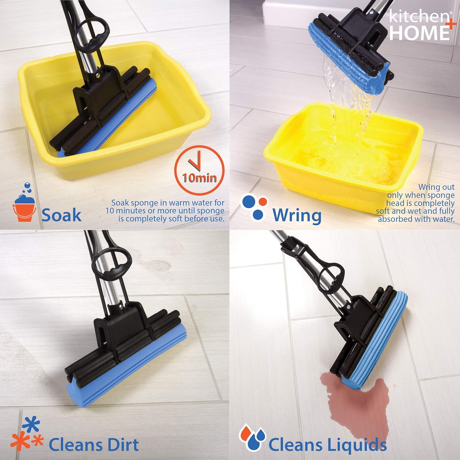 Kitchen Home PVA Sponge Roller Mop Head Refills - 3 Pack
