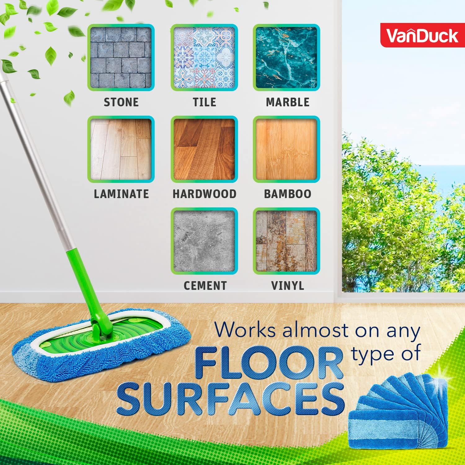 VanDuck Reusable Pet Mop Pads 4-Pack - Heavy Duty for Swiffer Sweeper