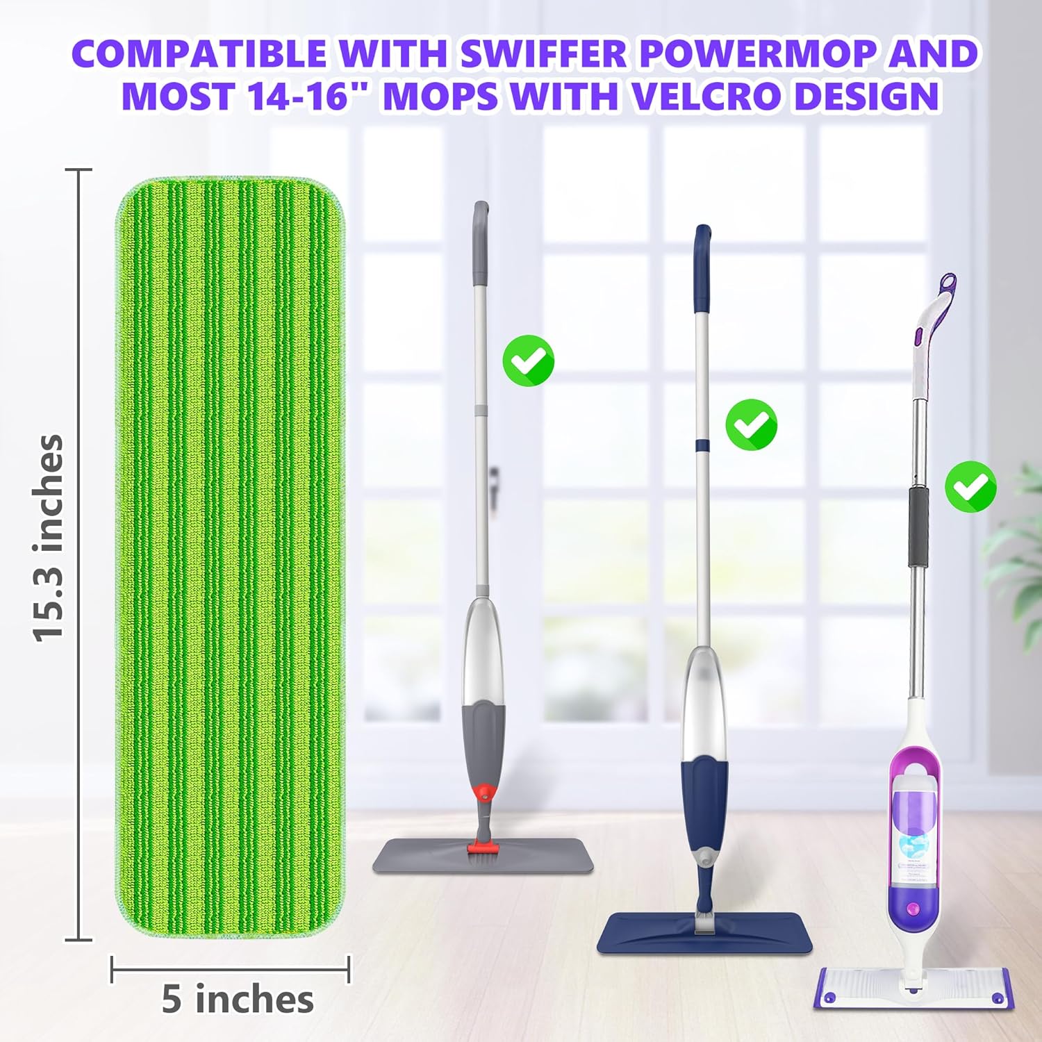 Reusable Mop Pads for Swiffer PowerMop 6 Pack