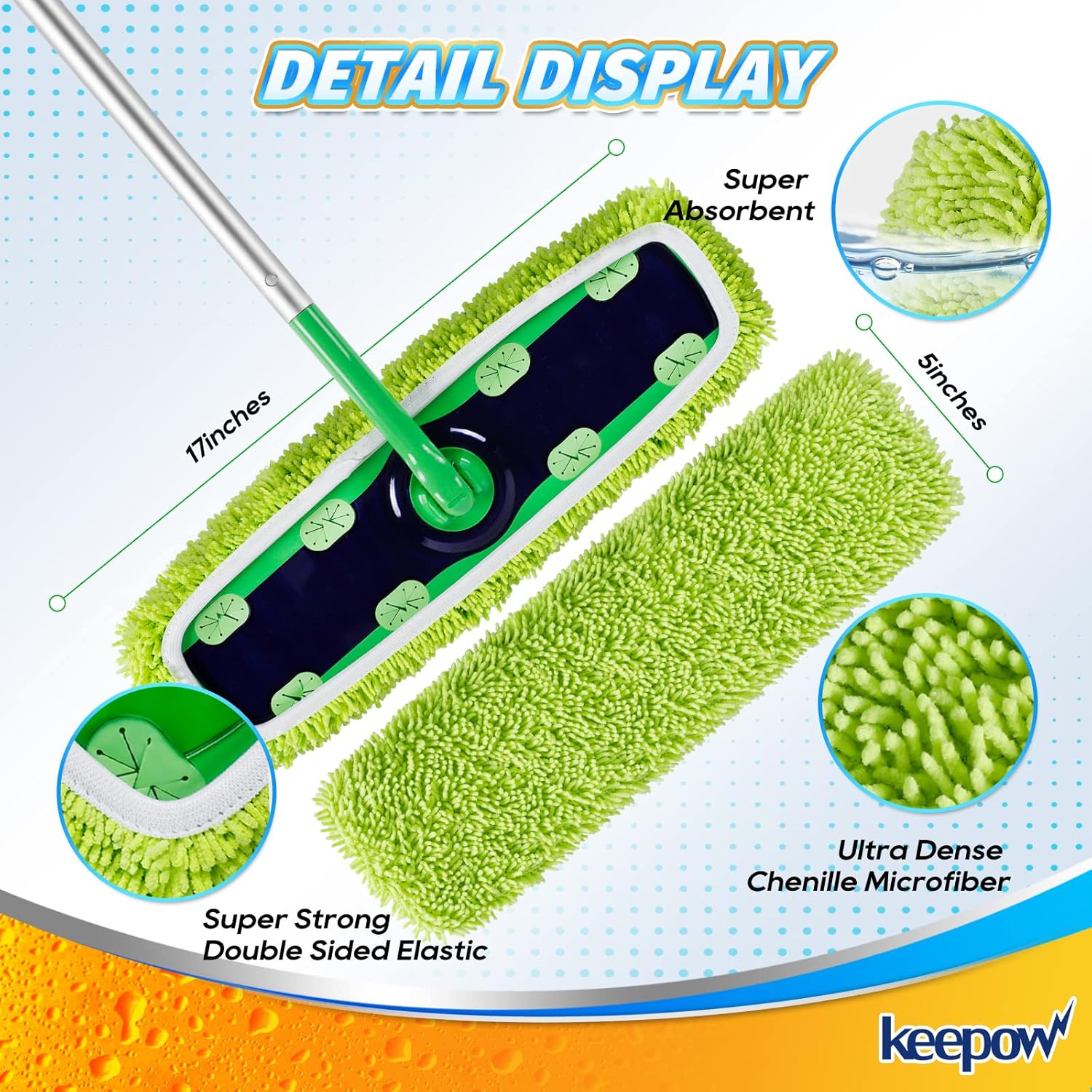 KEEPOW Reusable XL Mop Pads 4 Pack