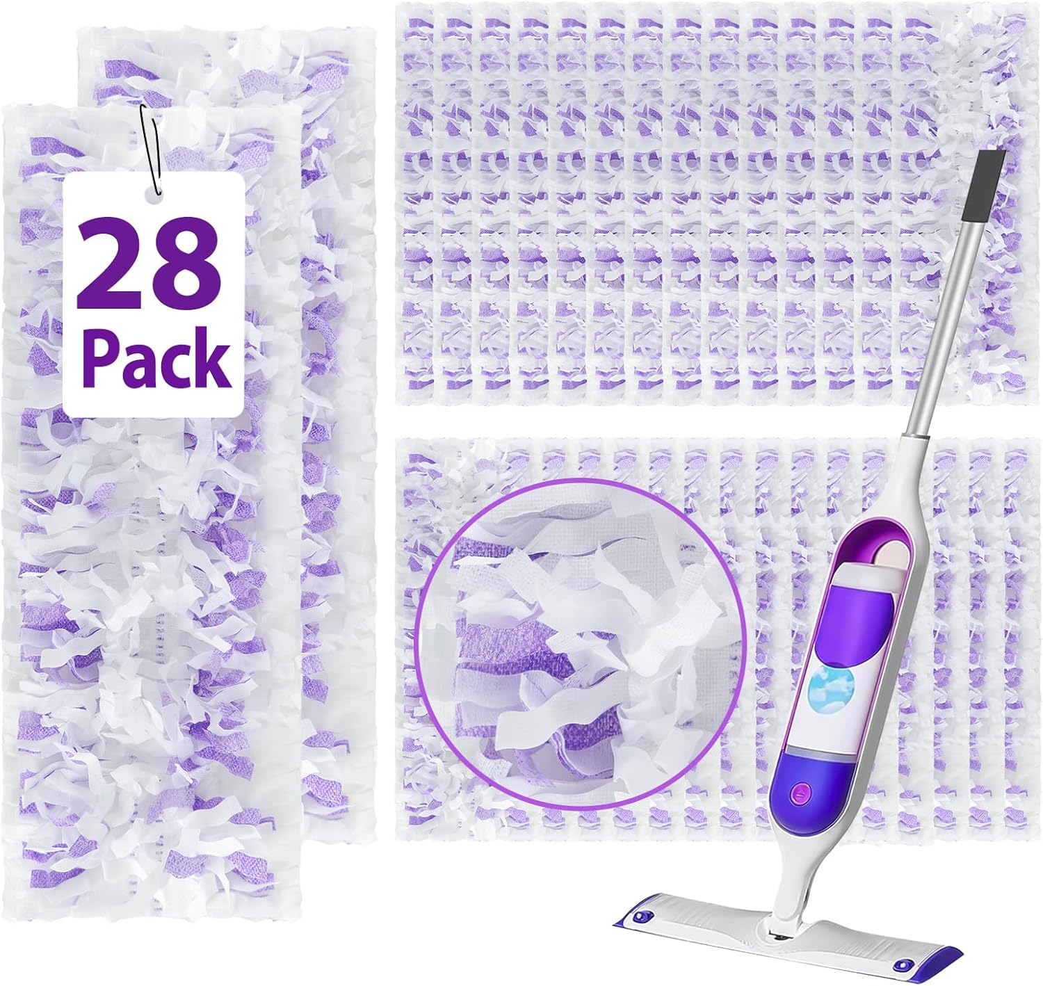 SAUAUSUN 28 Count Disposable Power Mop Pads Refills