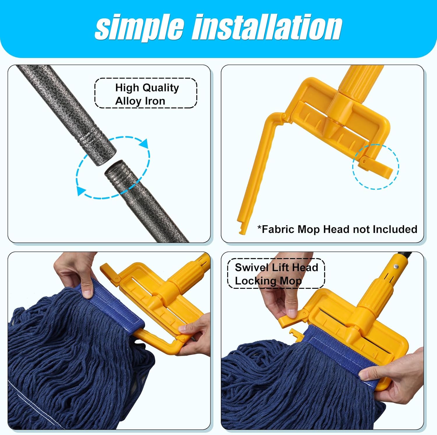 YeYeBest 60 Inch Heavy Duty Mop Handle - 2 Pack
