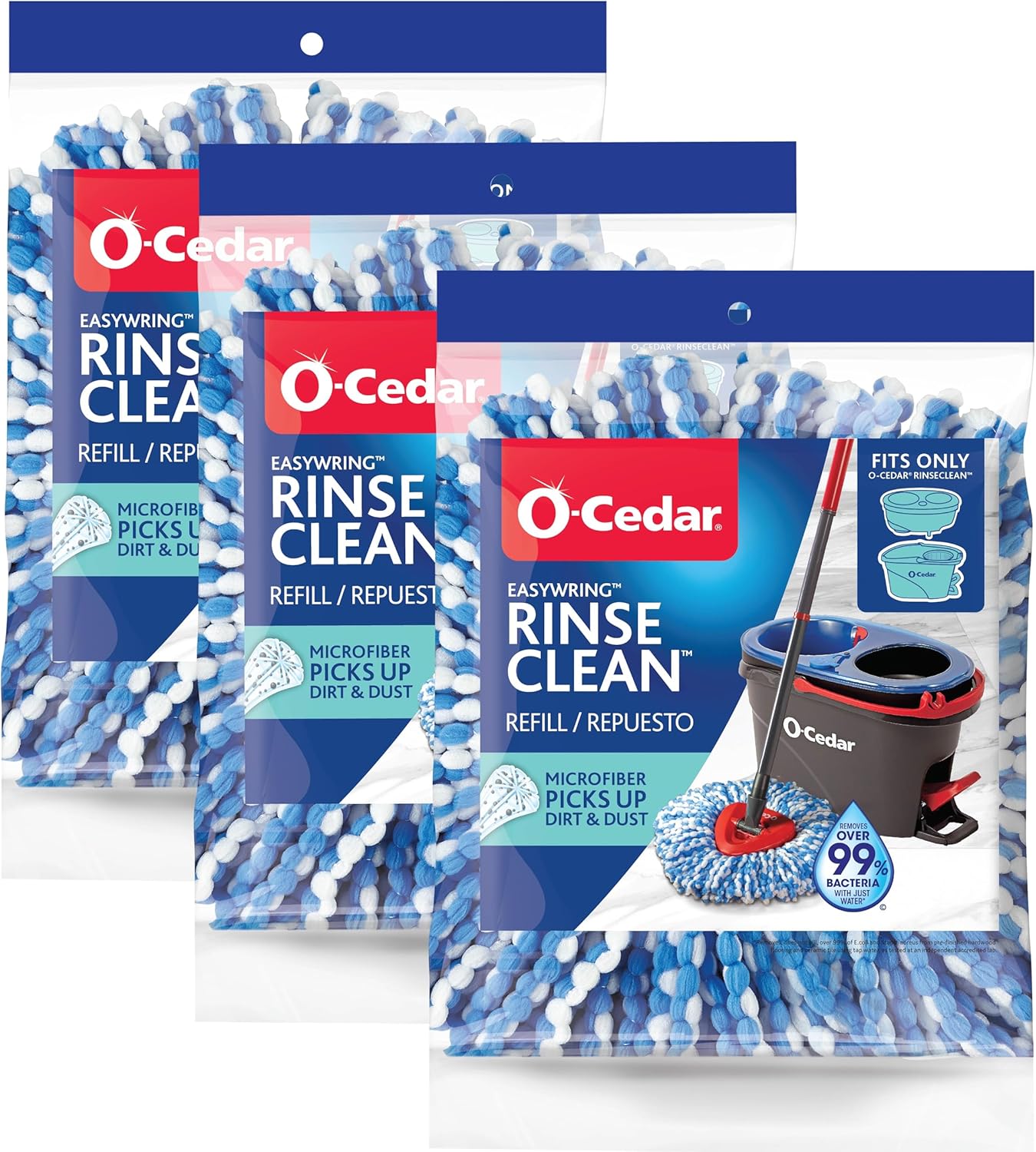 O-Cedar RinseClean Spin Mop Microfiber Refill Pack of 3