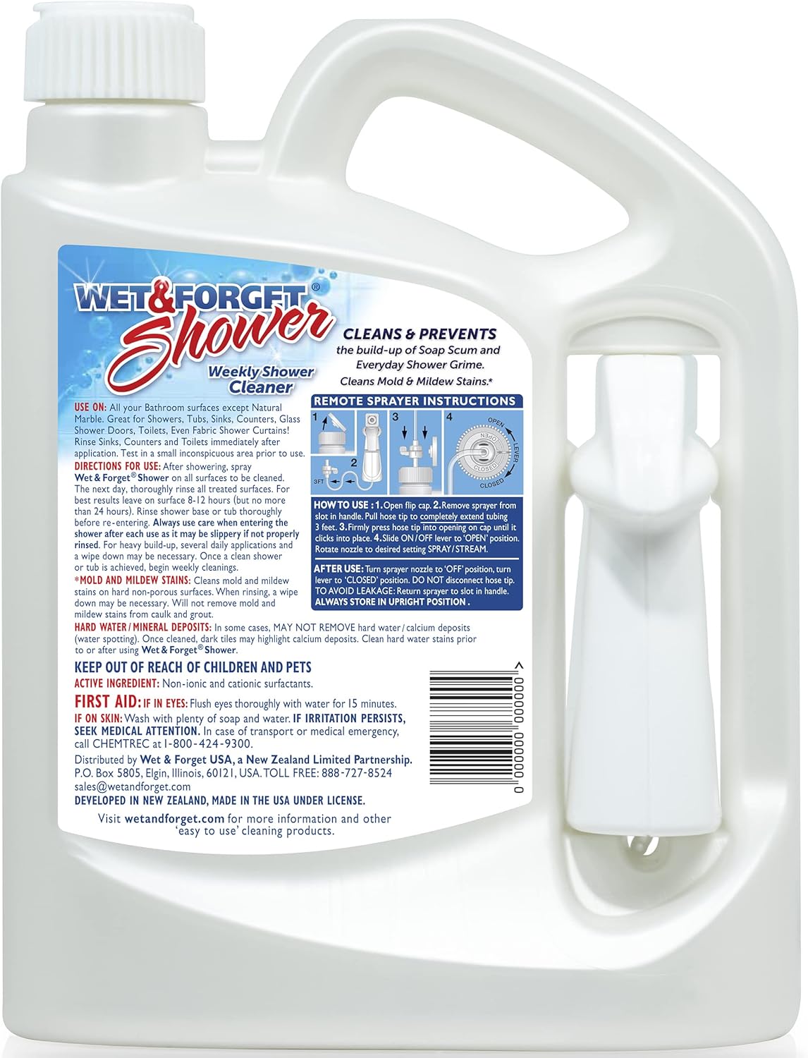Wet Forget Shower Cleaner Spray 64 Oz No-Scrub Weekly Use