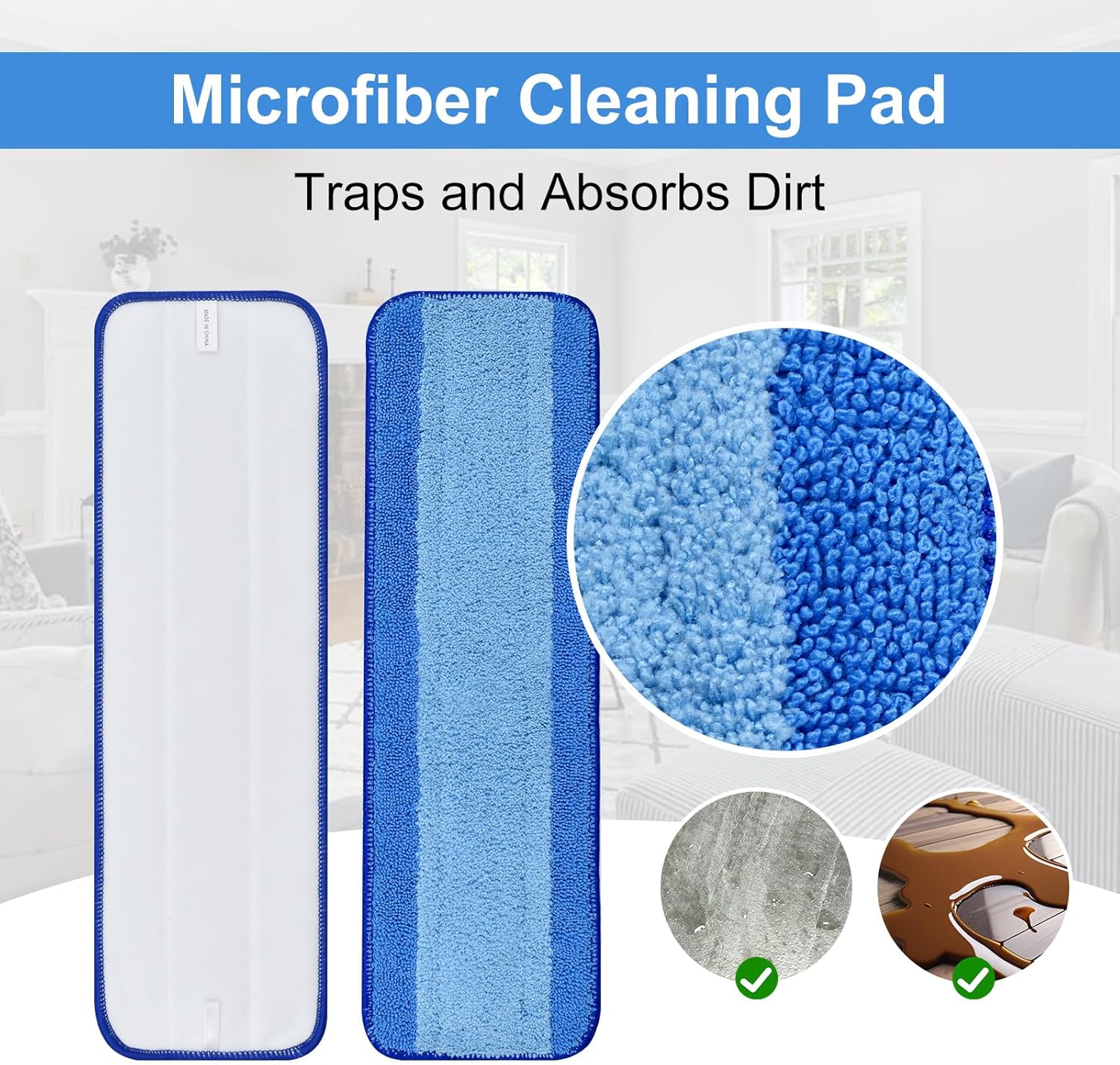 DLAIMI 8 Pack Mop Pads for Hardwood and Hard Floors
