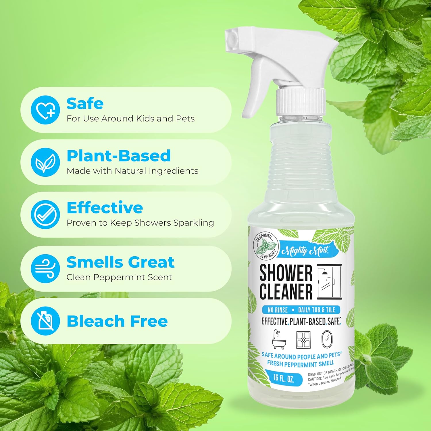 Mighty Mint Shower Cleaner - No Rinse No Scrub 16oz