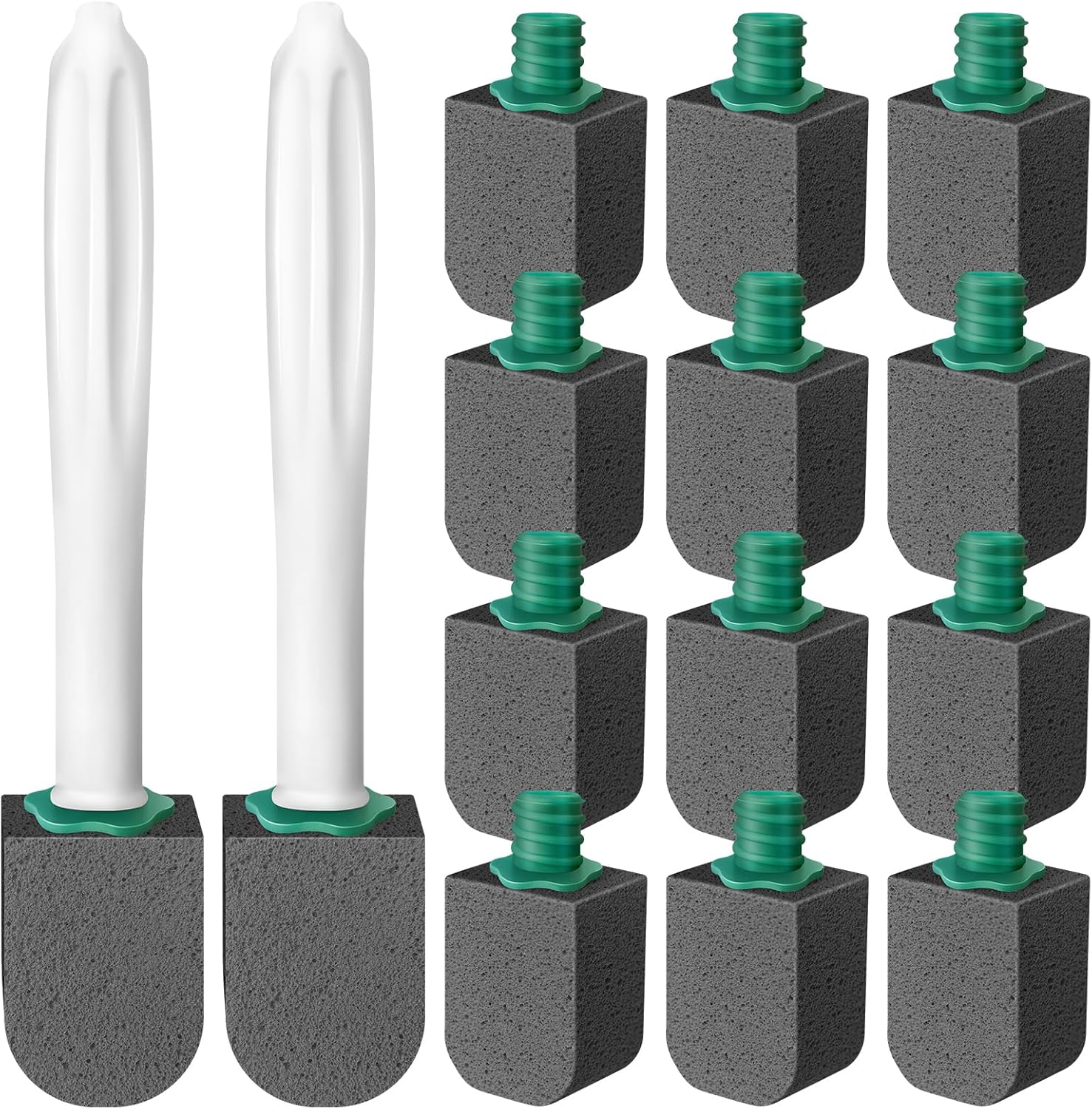Xuelimei 12pcs Pumice Stone Set with 2pcs Long Handle Toilet Brush