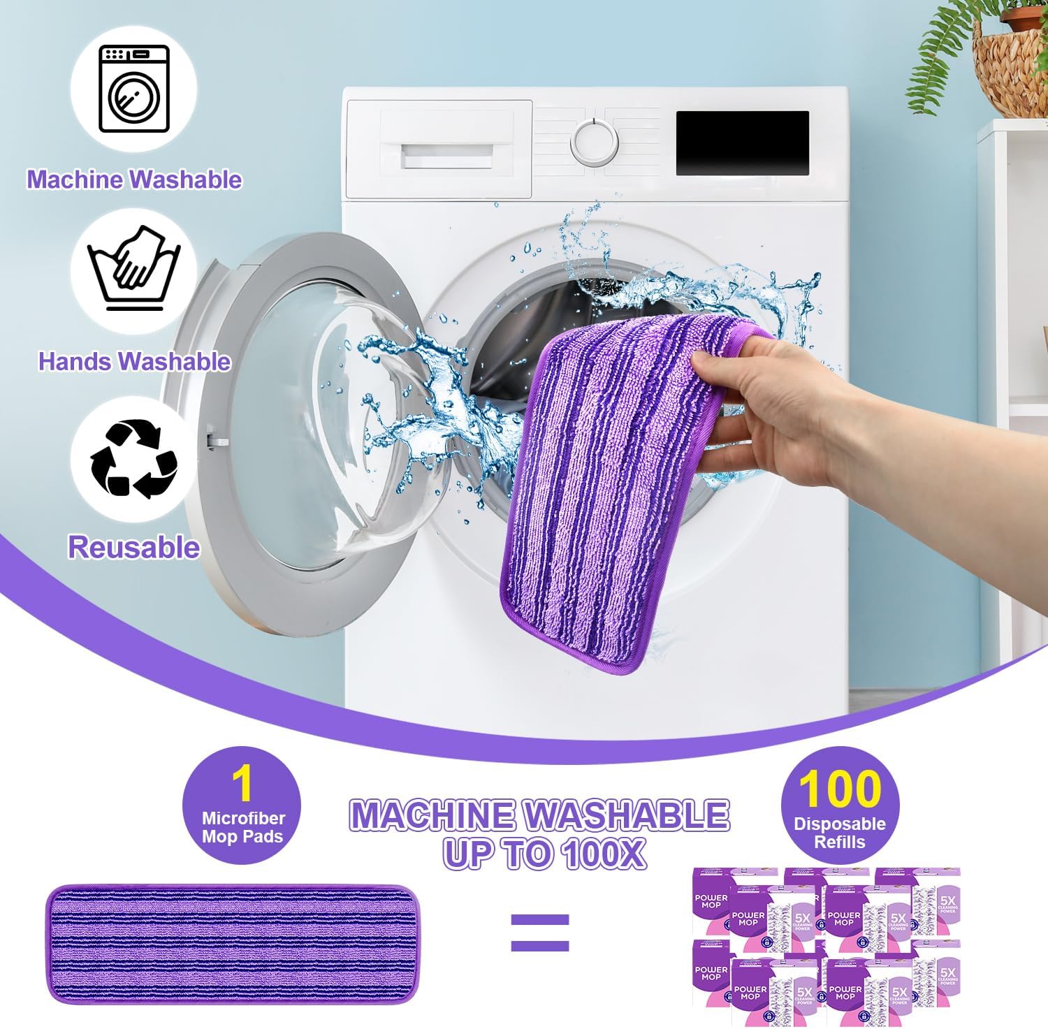 4 Pack Reusable Swiffer PowerMop Pads with Cationic Material 1